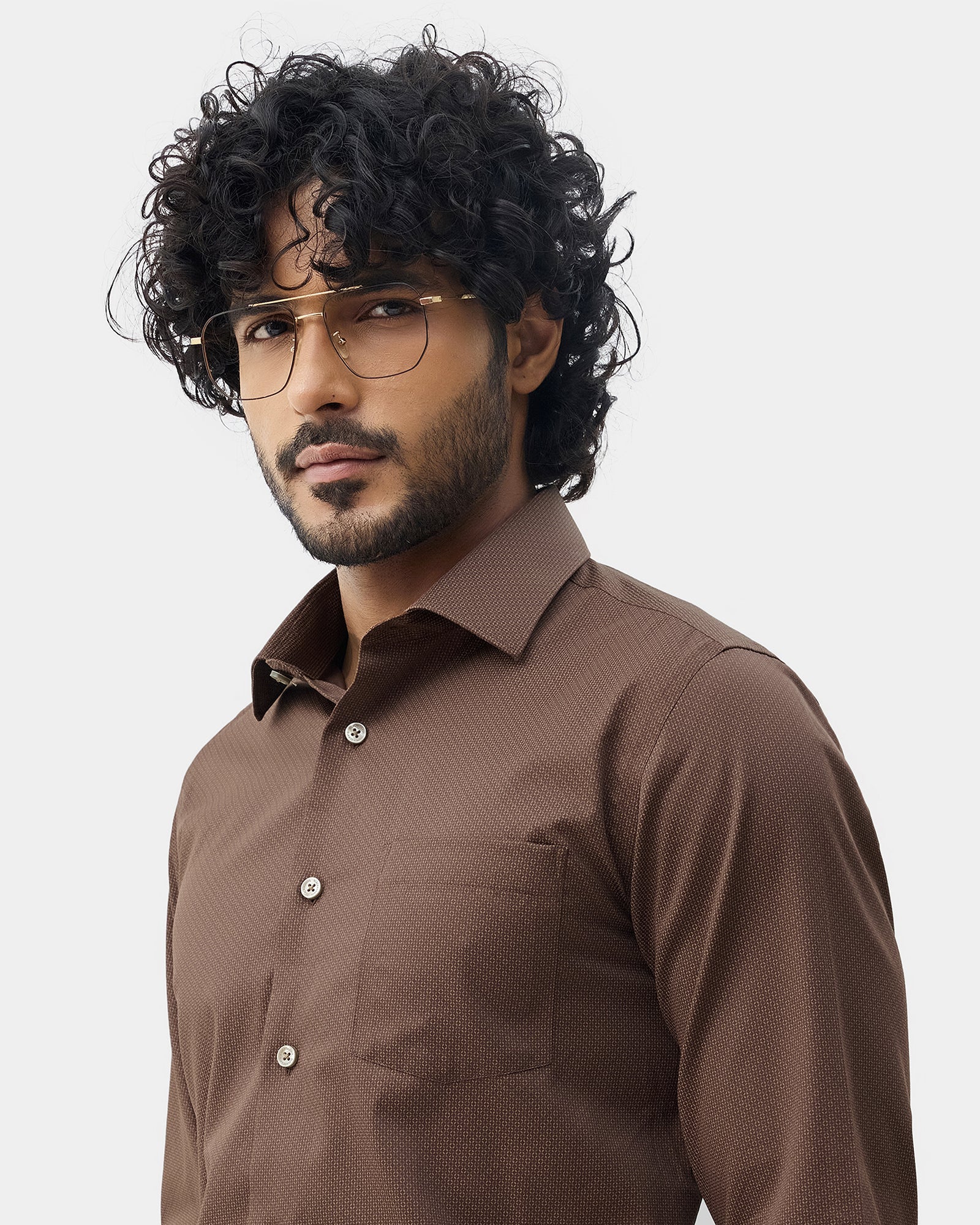 Brown Printed Shirt - Basis