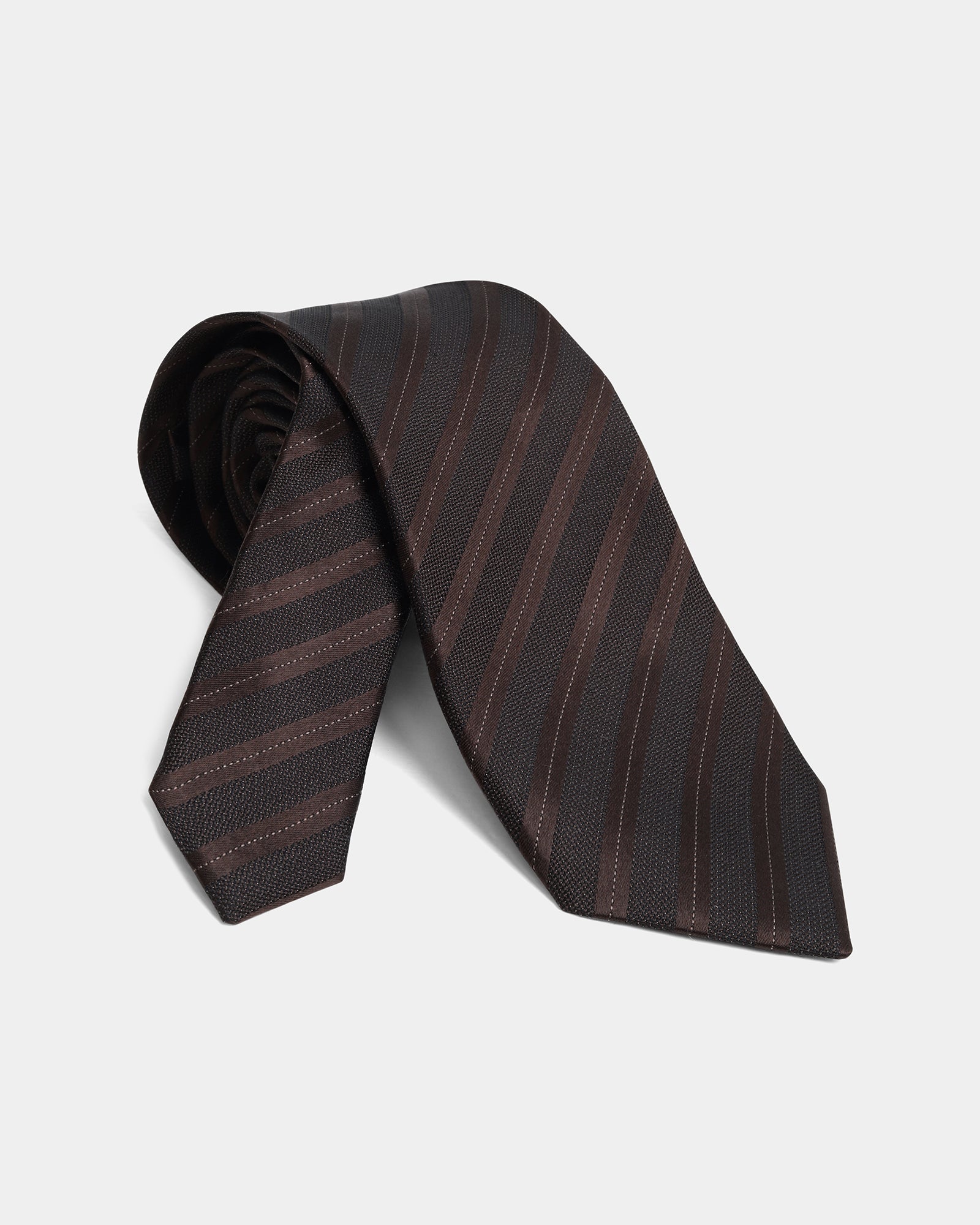 Brown Silk Jacquard Tie - Aras