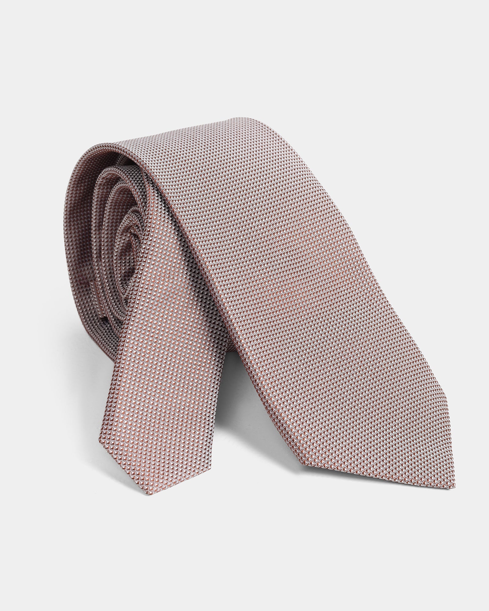 Brown Silk Jacquard Tie - Wolle