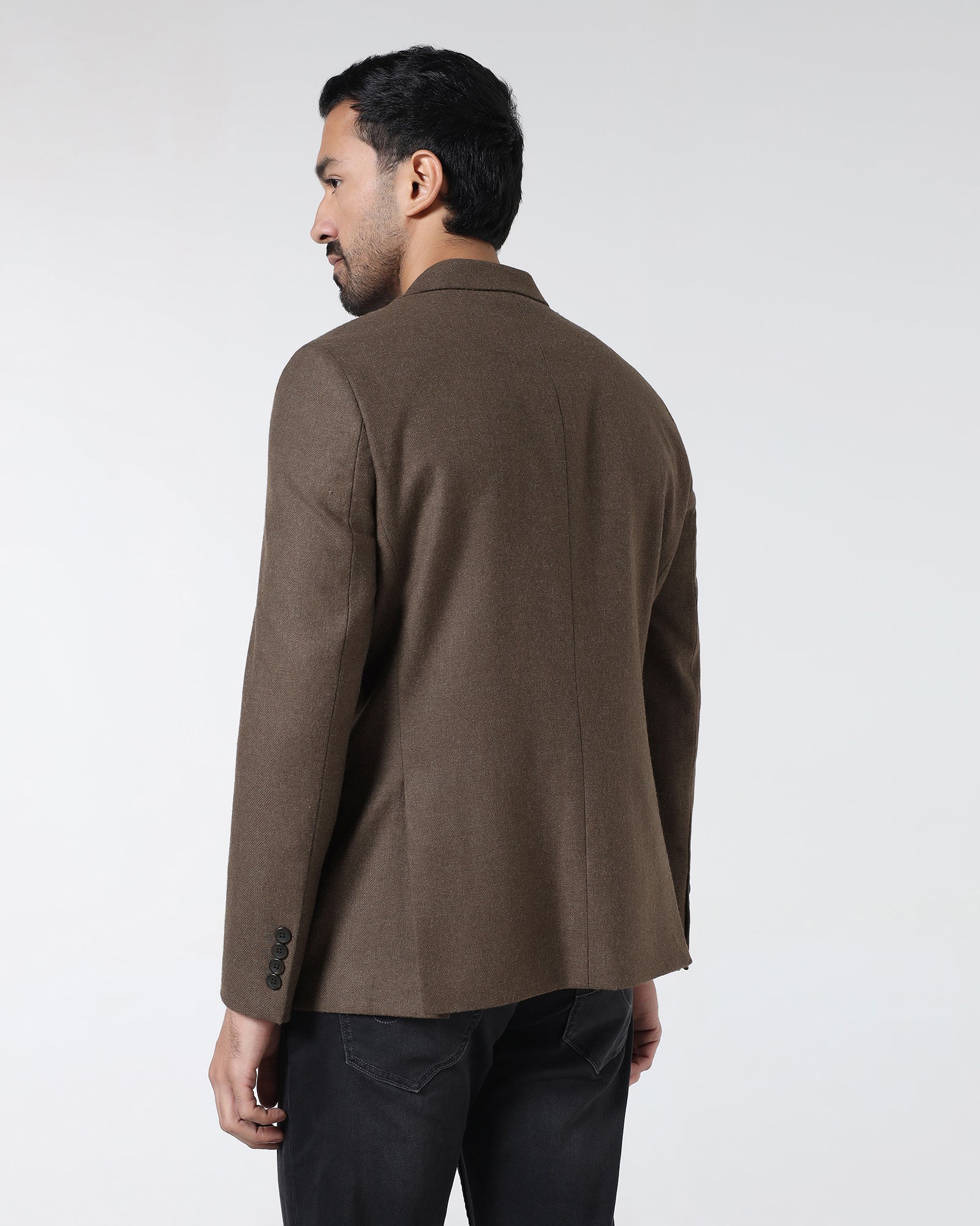 Brown Solid Blazer - Bacardi