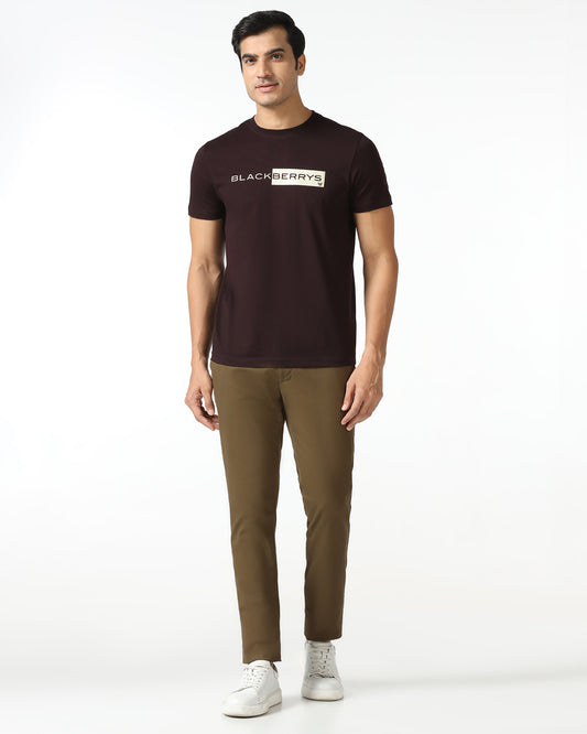 Brown Solid Khakis - Mario