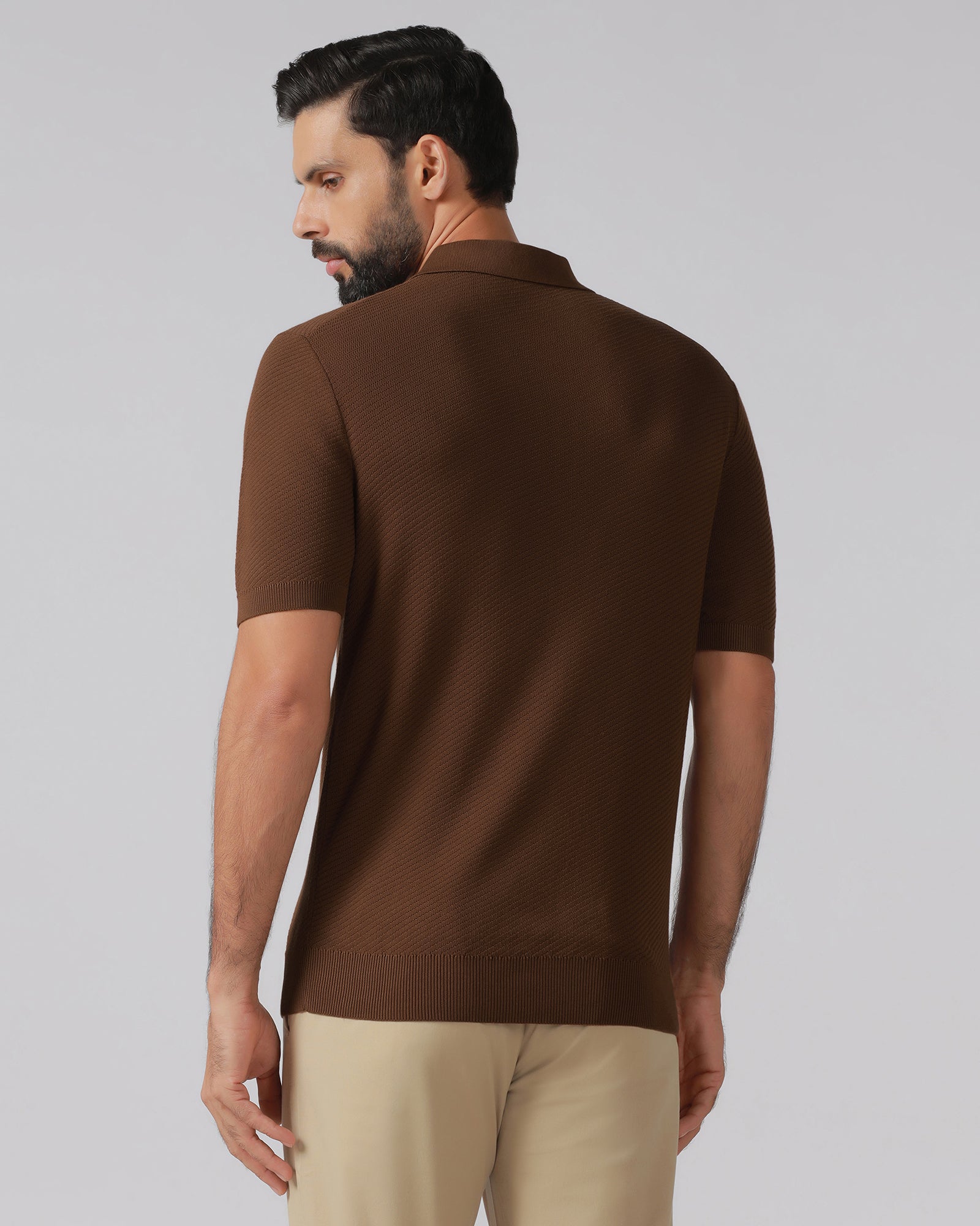 Brown Solid Polo - Yuto