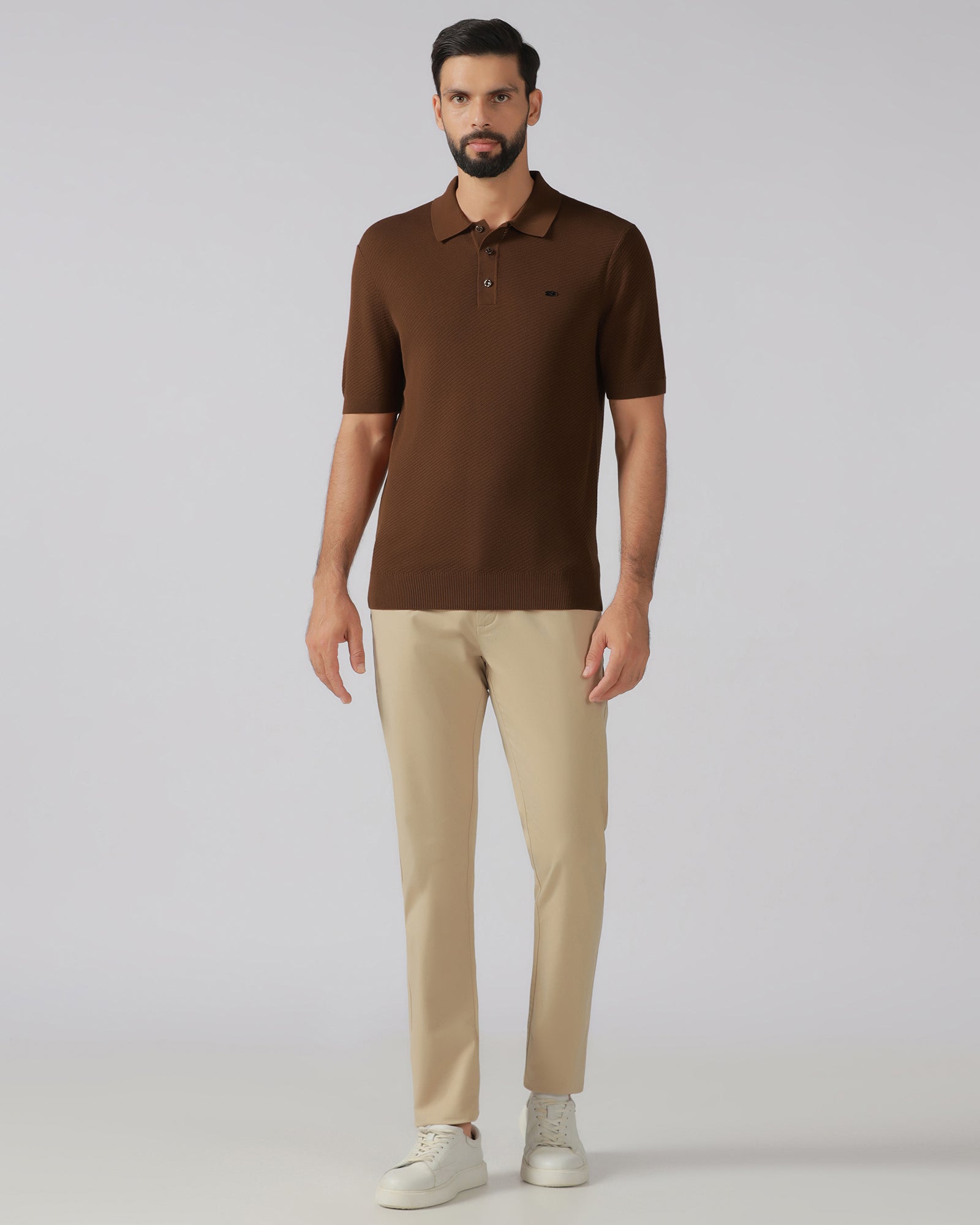 Brown Solid Polo - Yuto