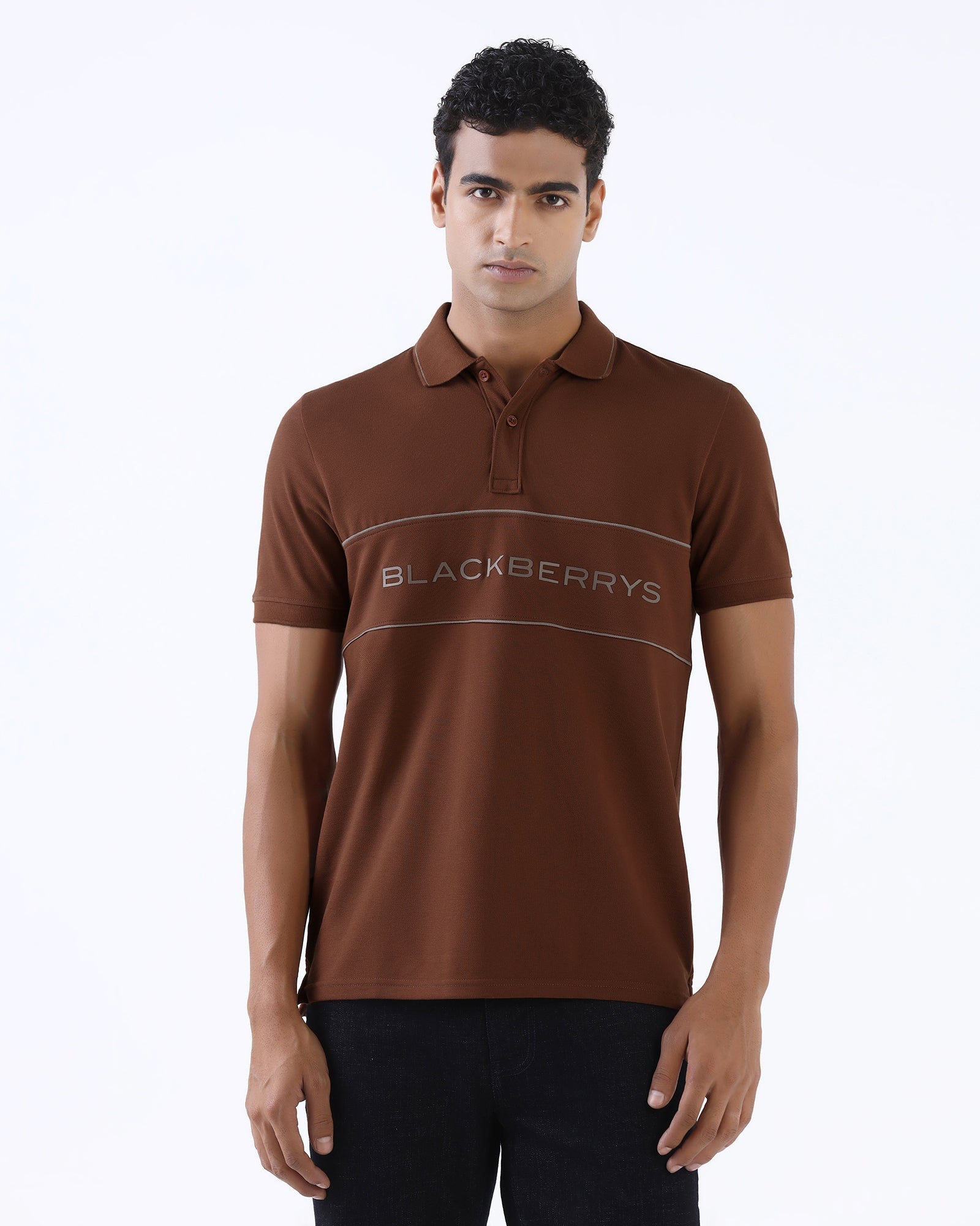 Brown Solid Polo - Rhoda