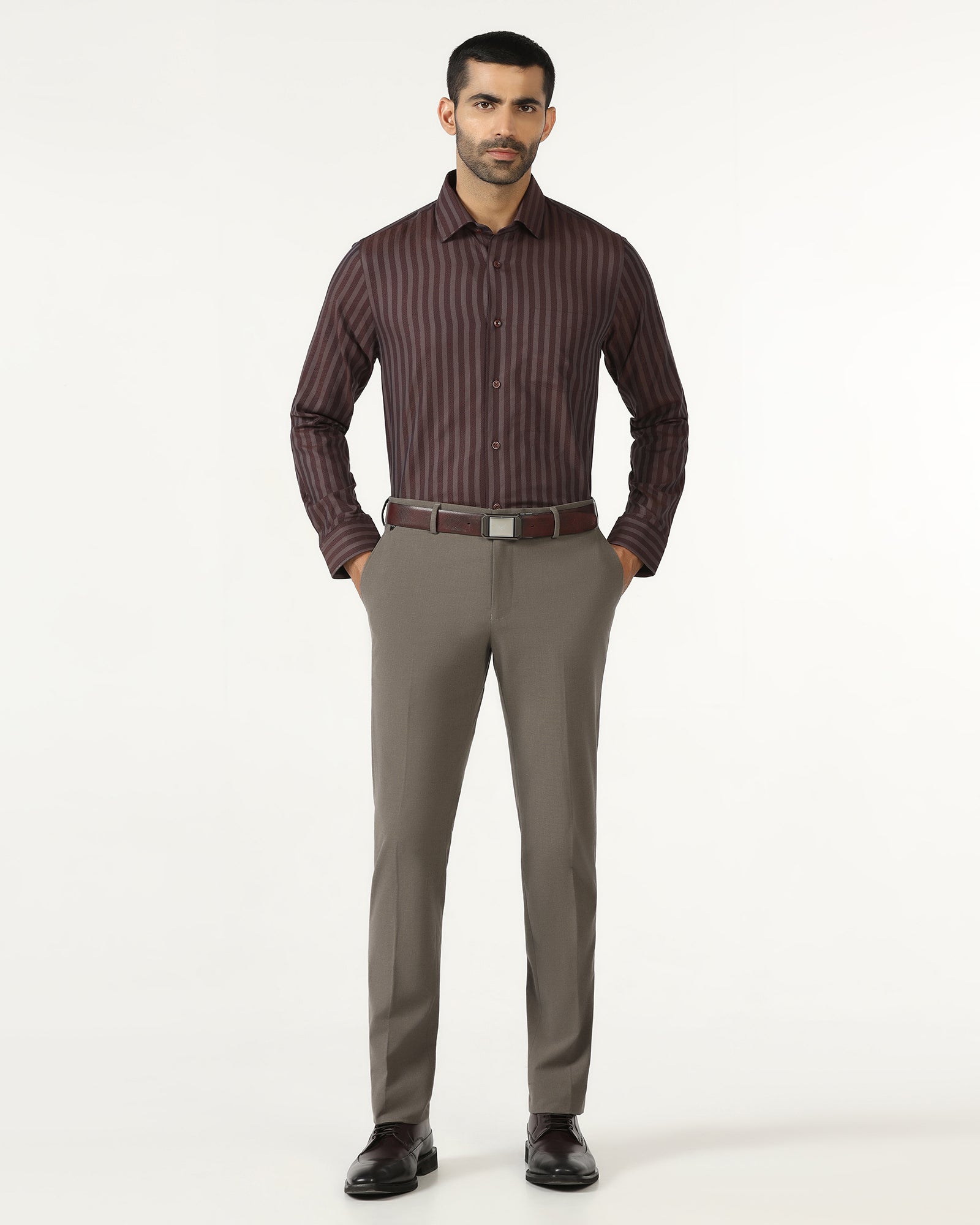 Brown Solid Trouser - Johny