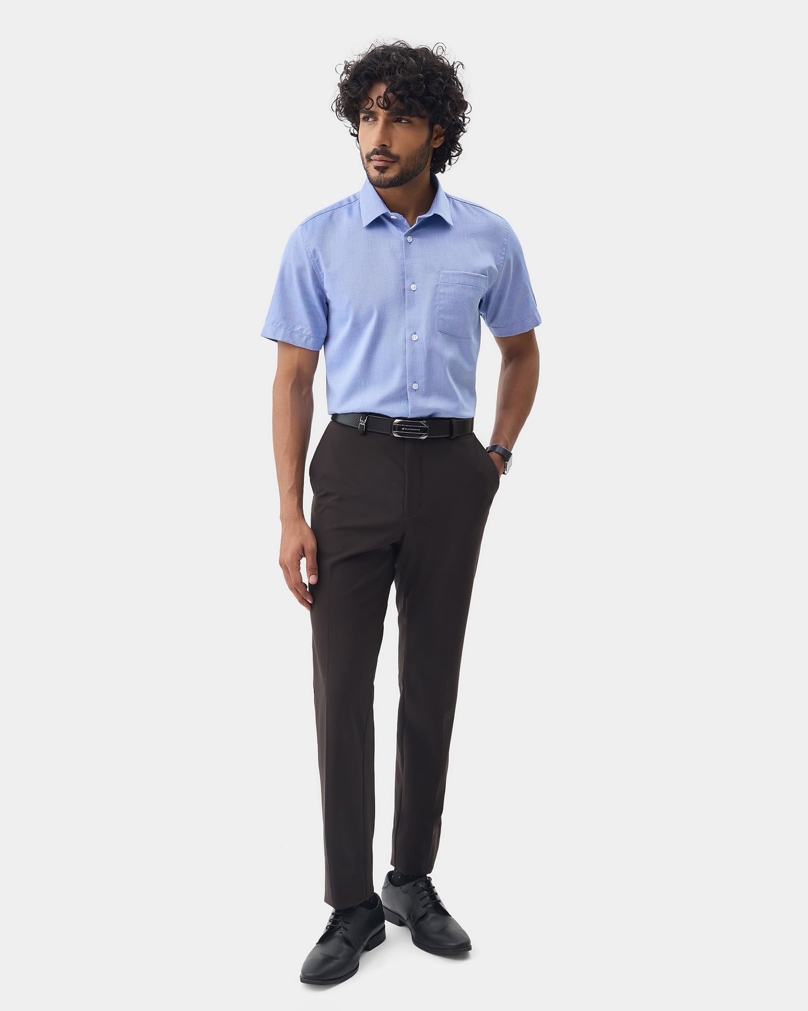 Brown Solid Trouser - Oak