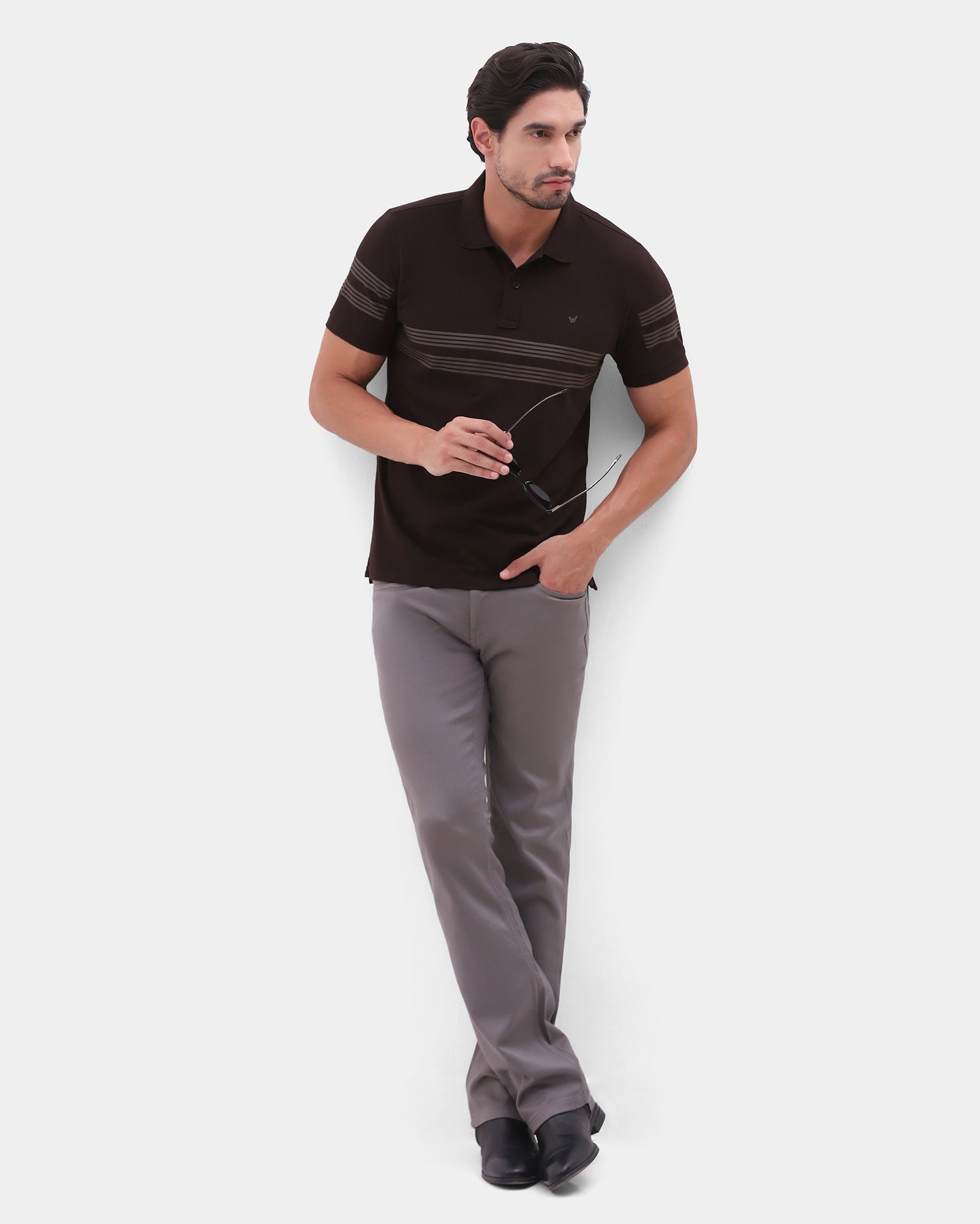 Brown Stripe Polo - Clint