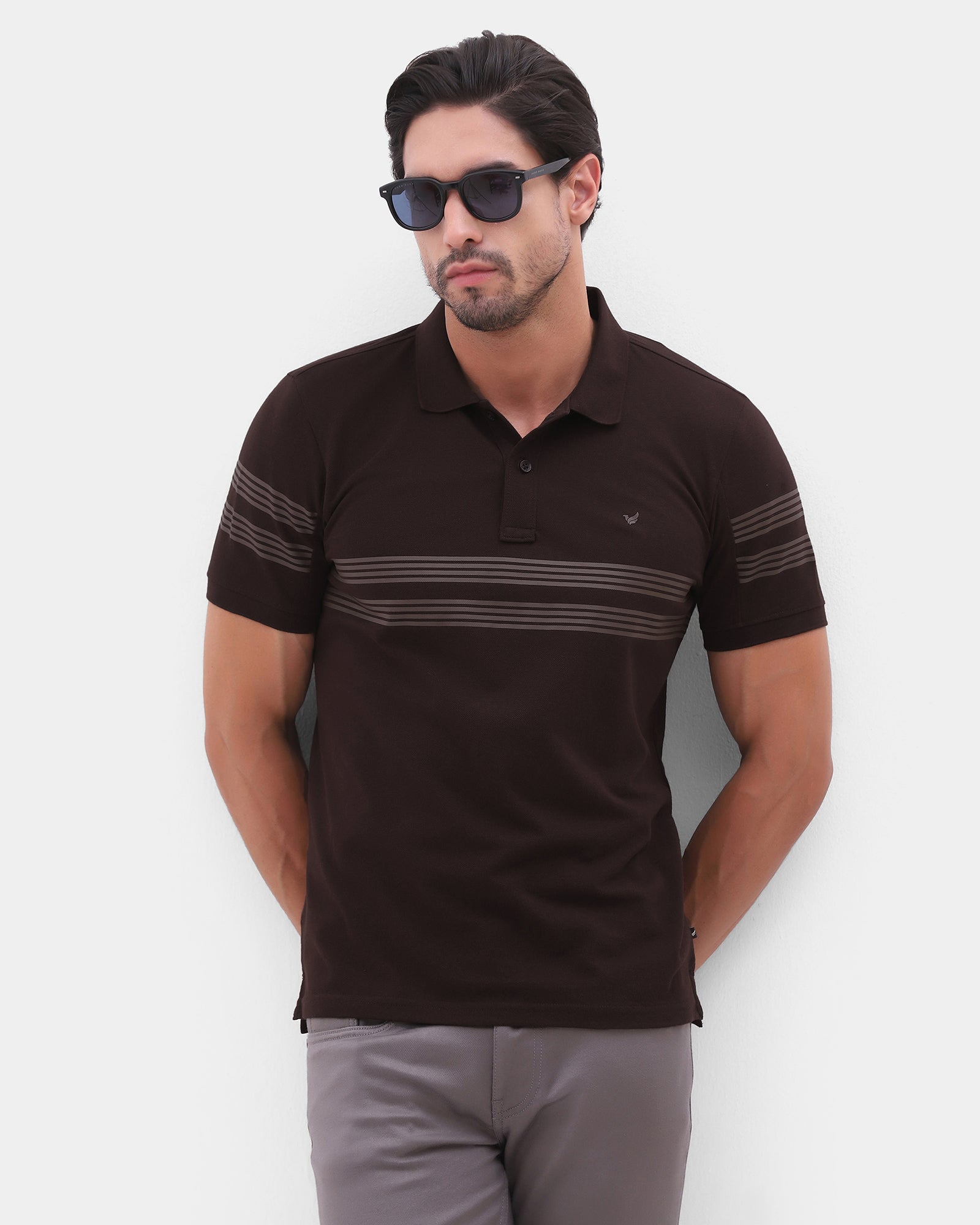 Brown Stripe Polo - Clint