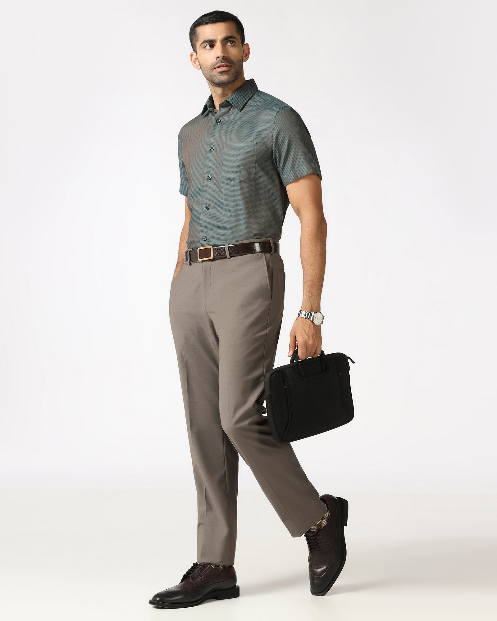 Brown Technowaist Solid Trouser - John