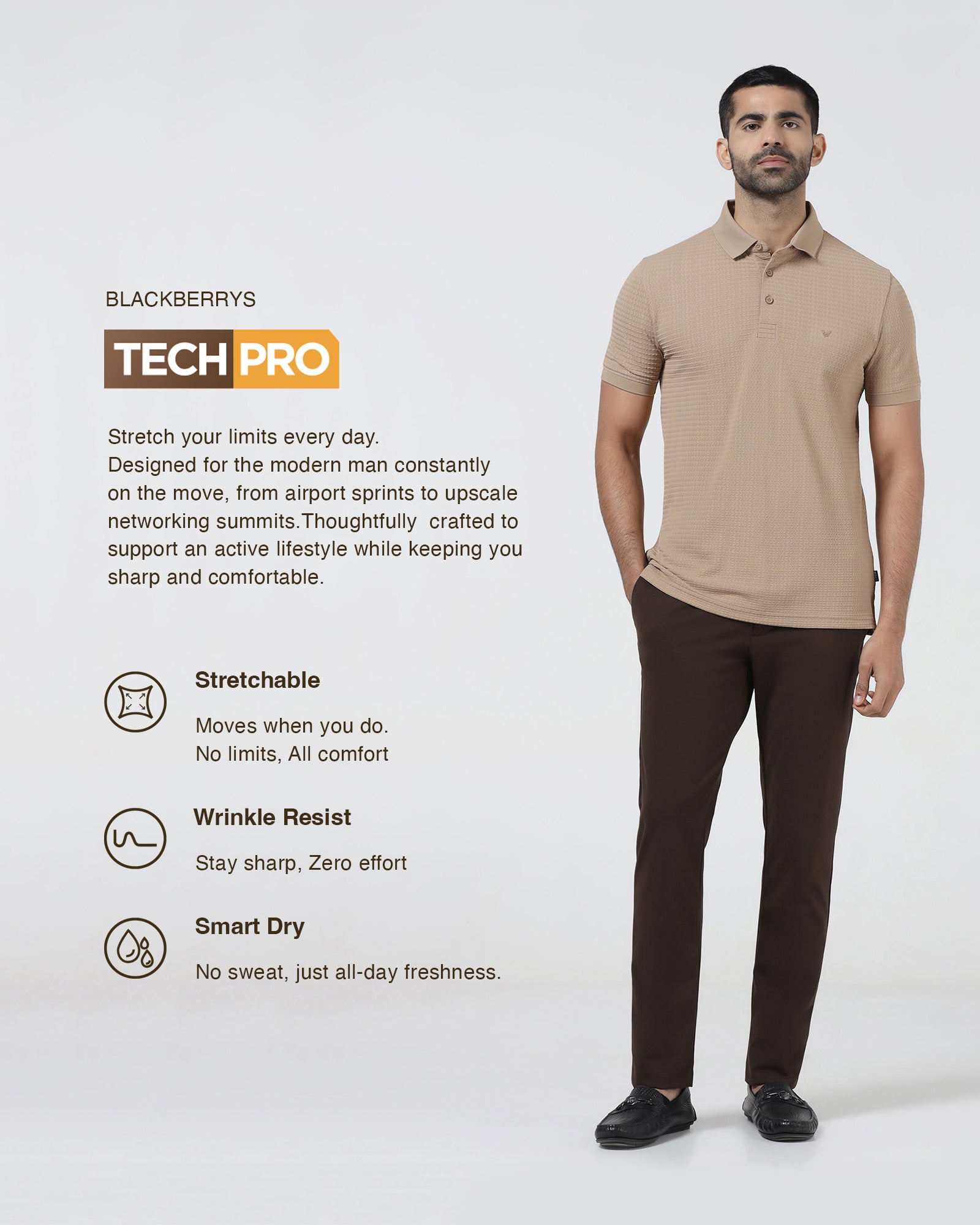 Brown TechPro Solid Khakis - Ziea