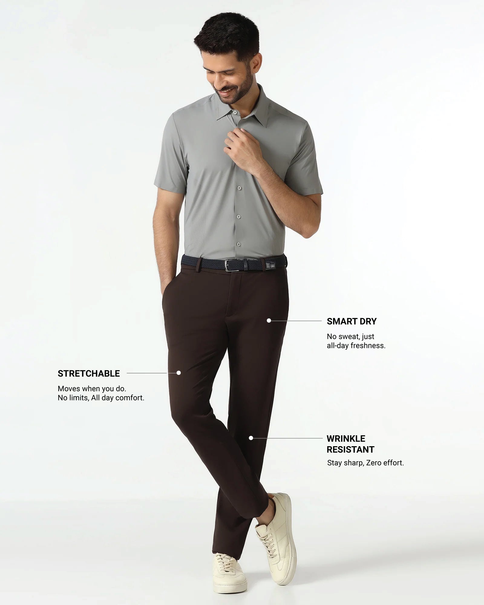 Brown Techpro Solid Khakis - Ziea