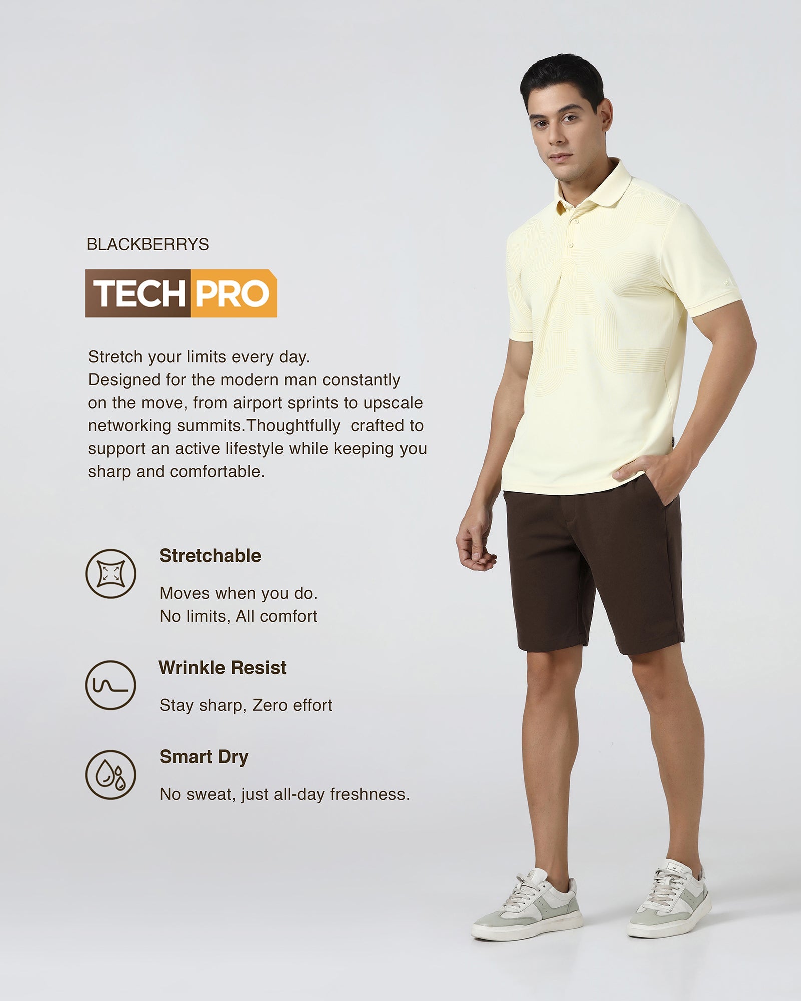 Brown TechPro Solid Shorts - Serry