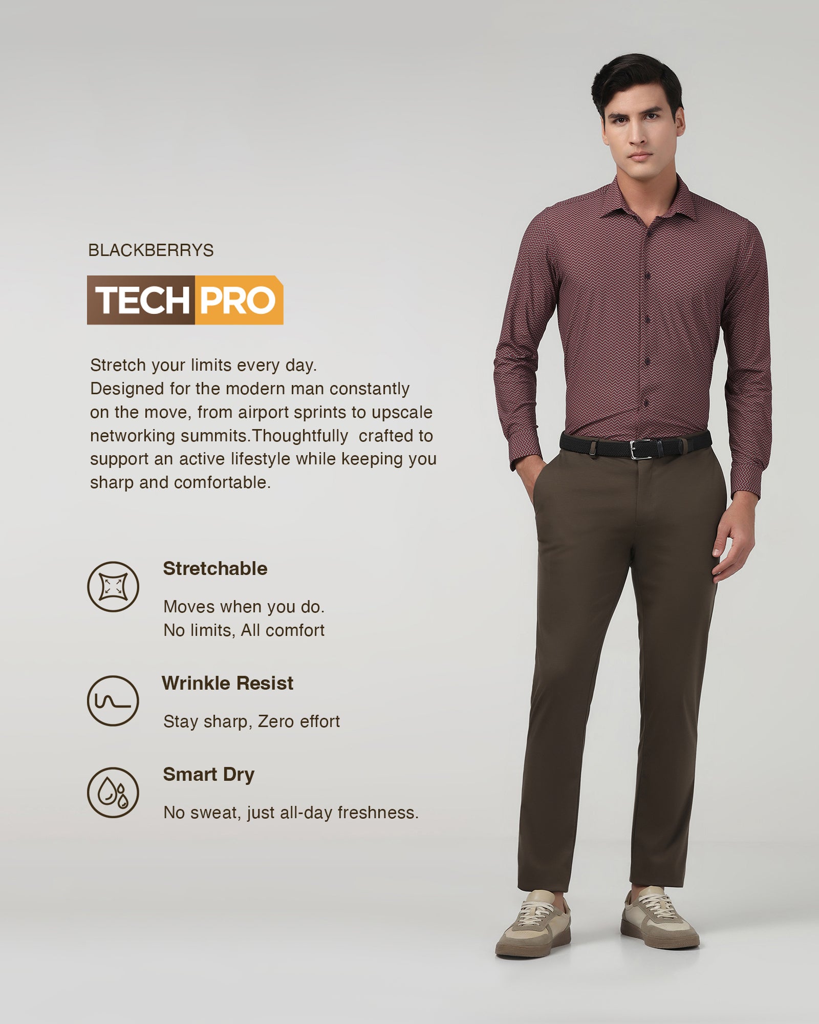 Brown TechPro Solid Trouser - Explorer