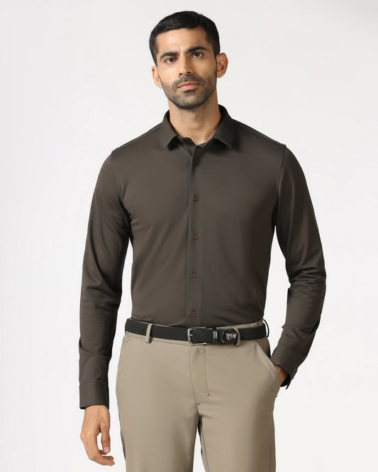 Brown TechPro Stripe Shirt - Keish