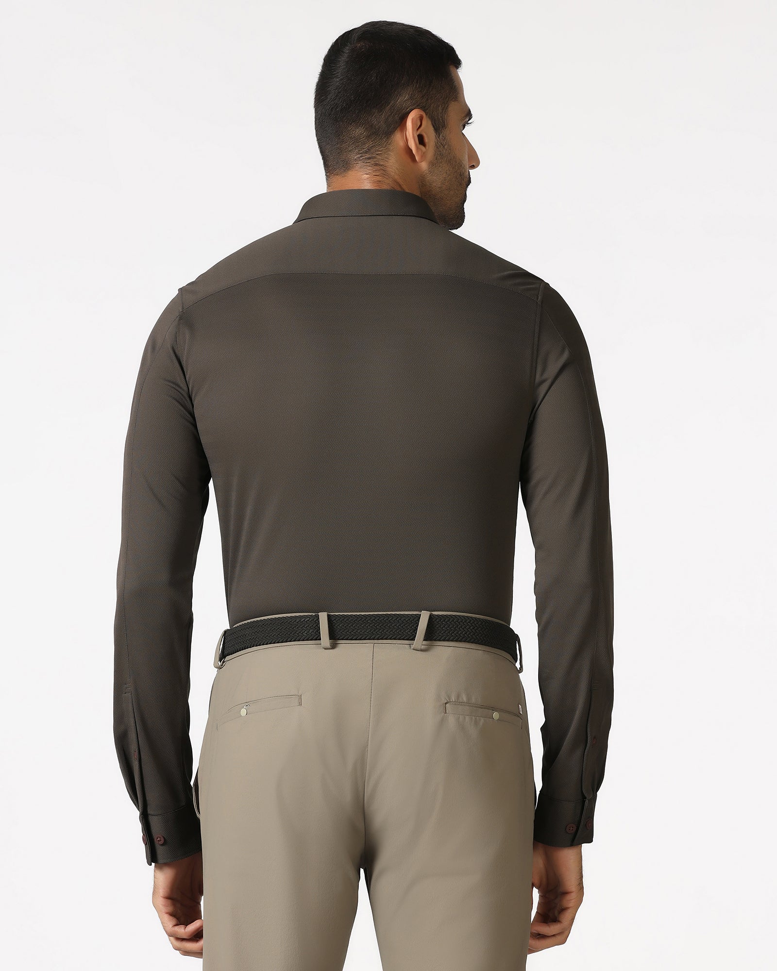 Brown Techpro Stripe Shirt - Keish