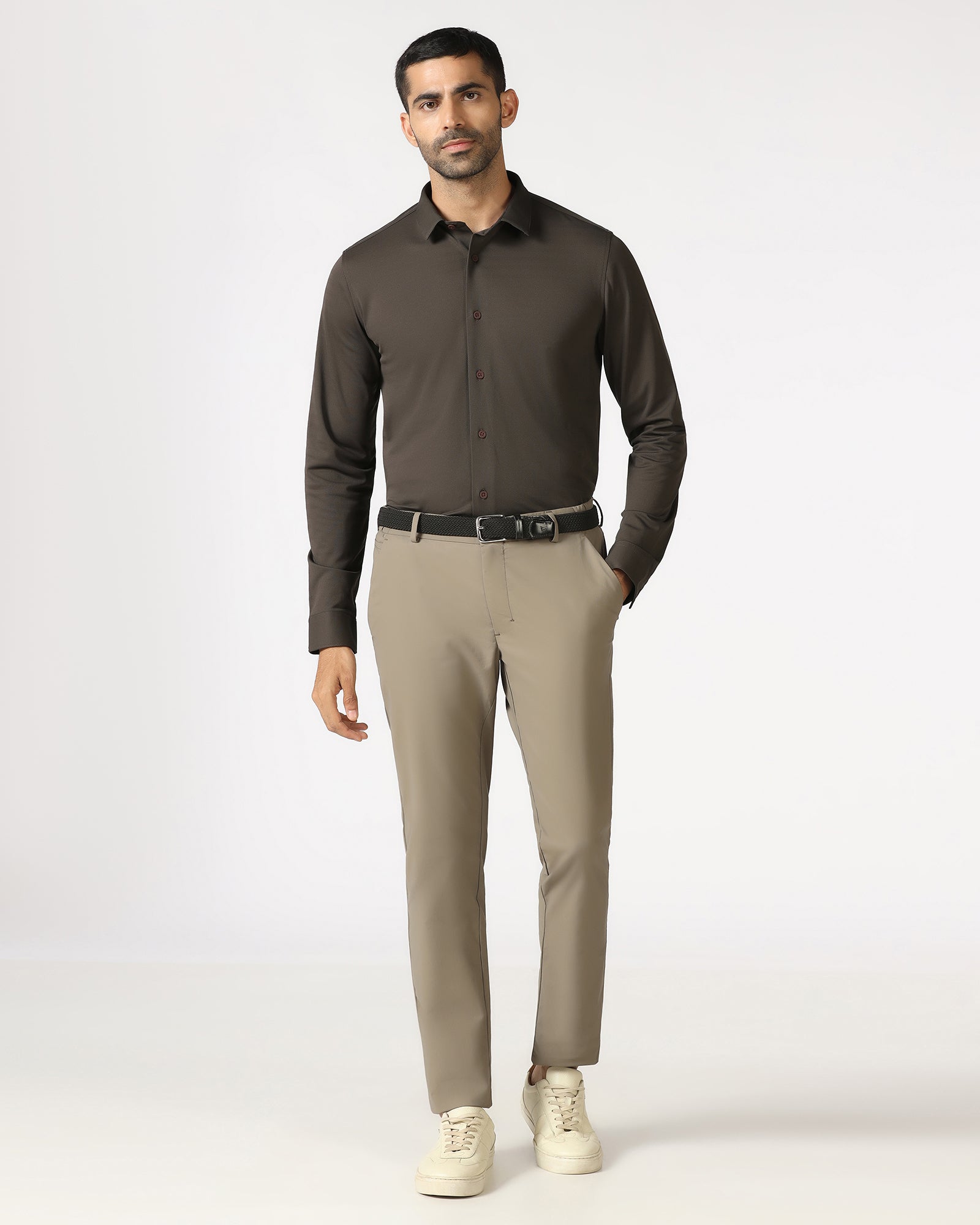 Brown Techpro Stripe Shirt - Keish