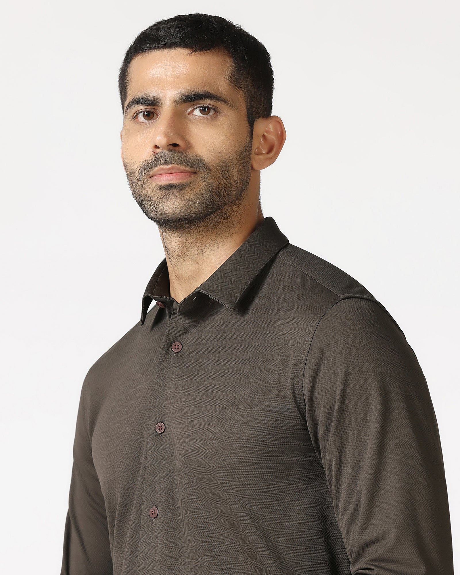 Brown Techpro Stripe Shirt - Keish