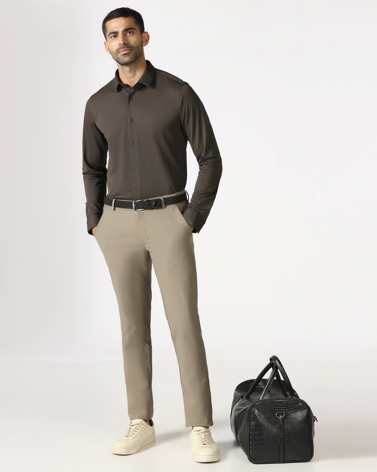 Brown Techpro Stripe Shirt - Keish