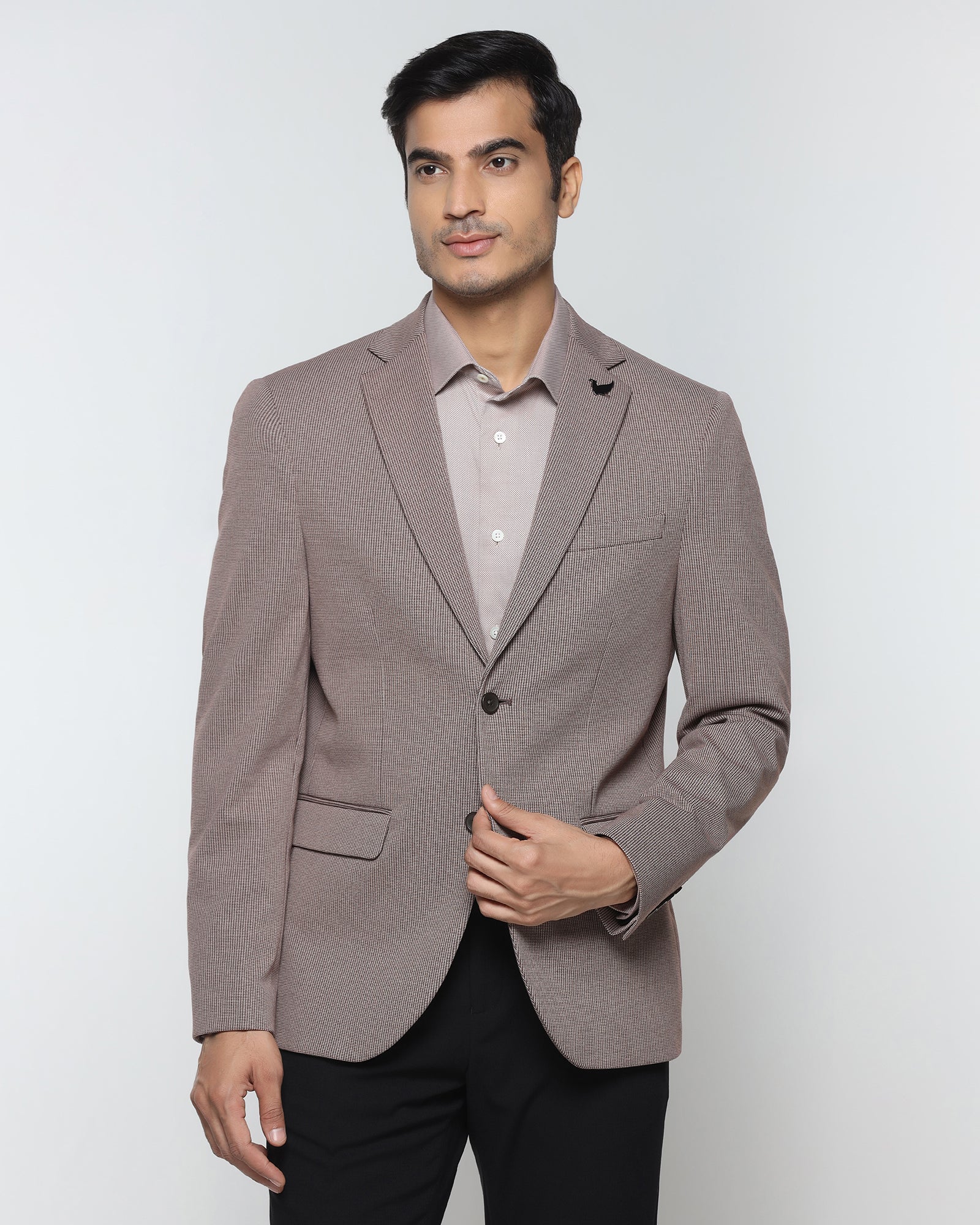 Brown Textured Blazer - Artura