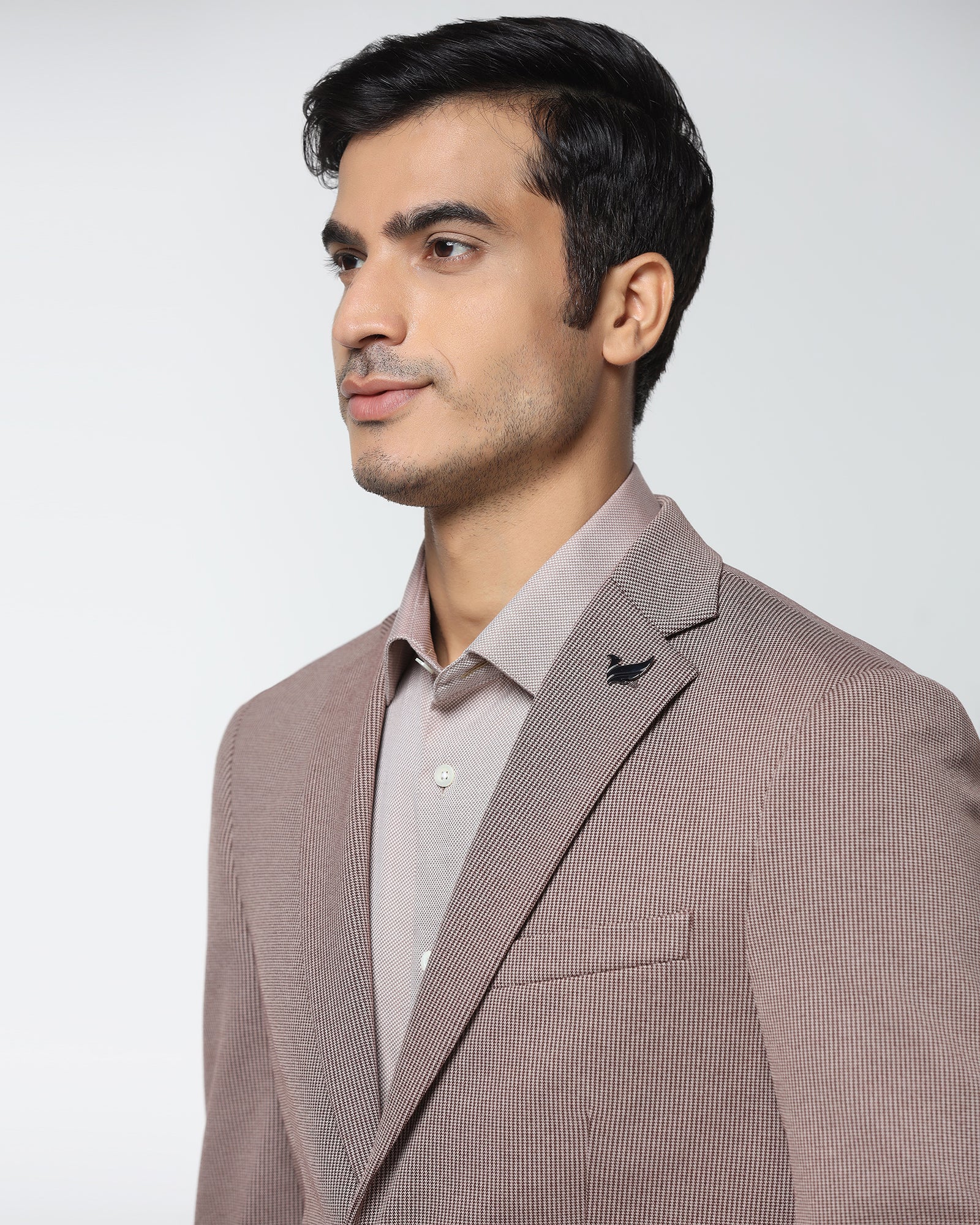 Brown Textured Blazer - Artura