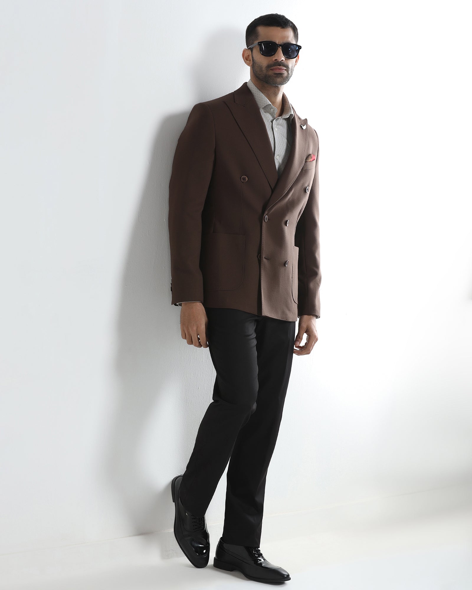 Brown Textured Blazer - Denzel