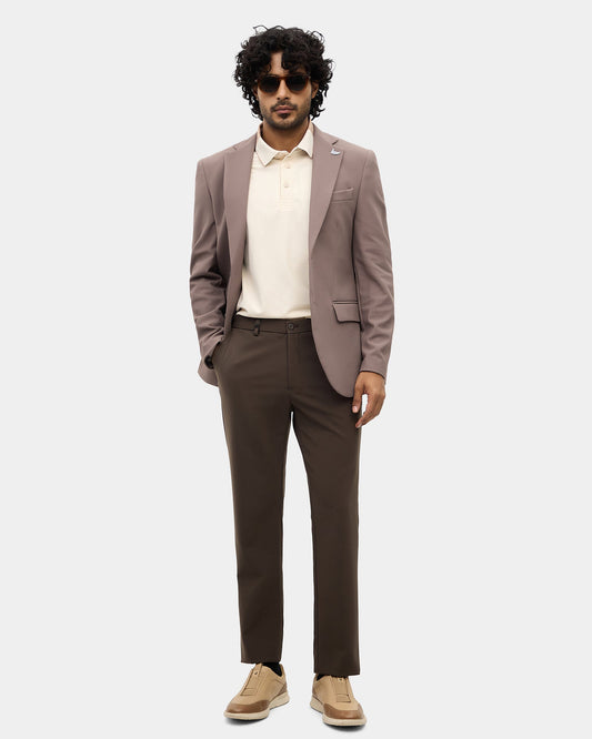 Brown Textured Blazer - Mit