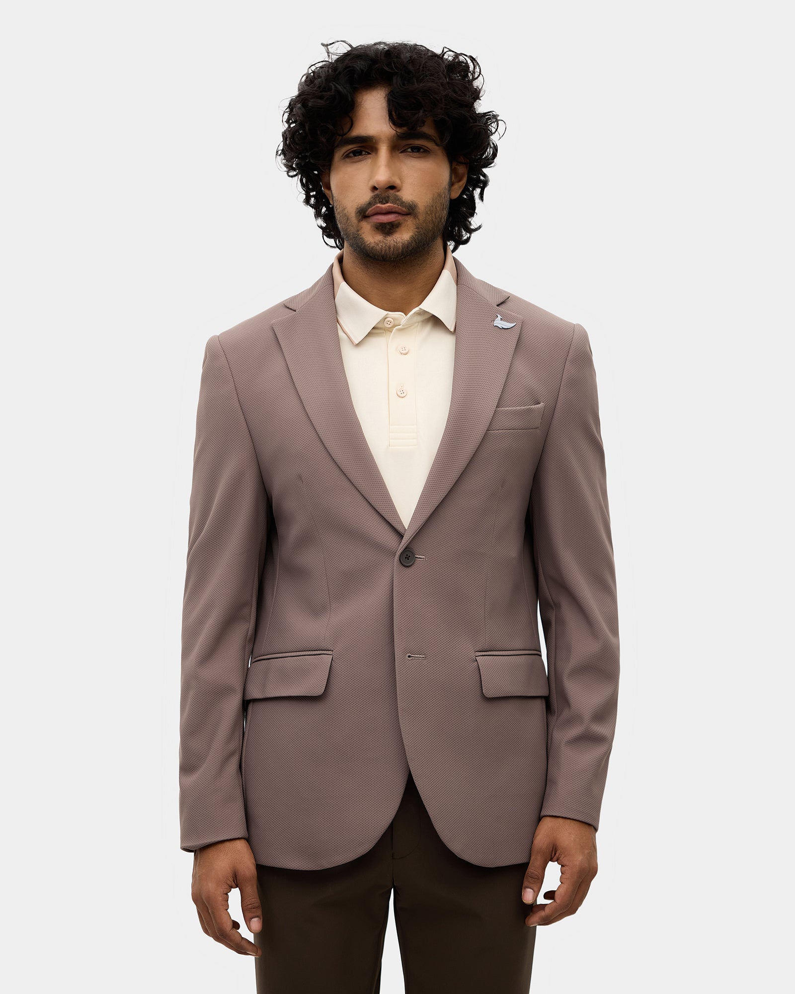 Brown Textured Blazer - Mit