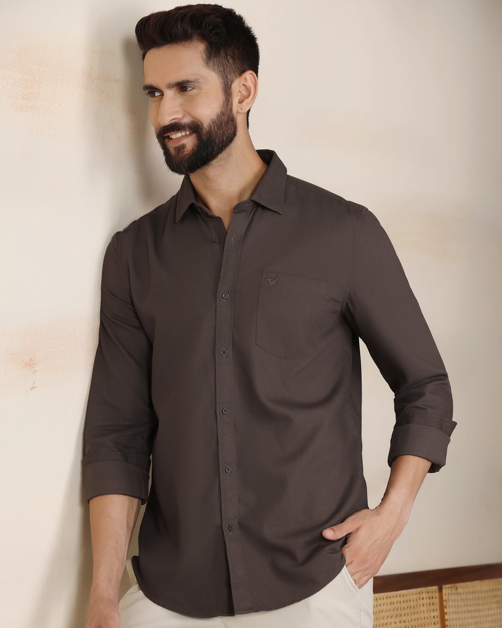 Brown Textured Shirt - Caty