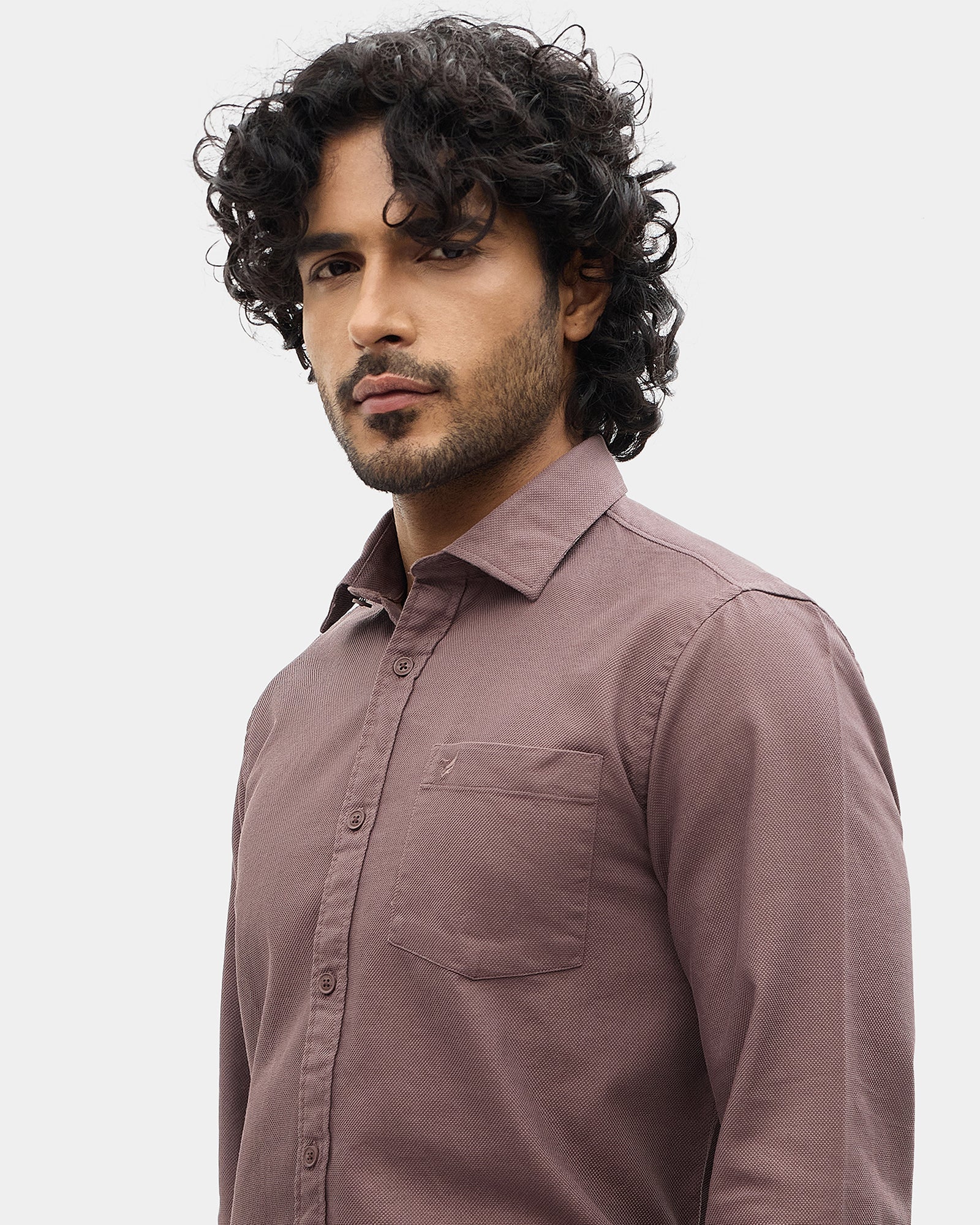 Brown Textured Shirt - Caty