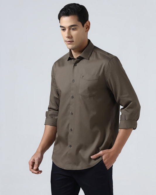 Brown Textured Shirt - Nuvan