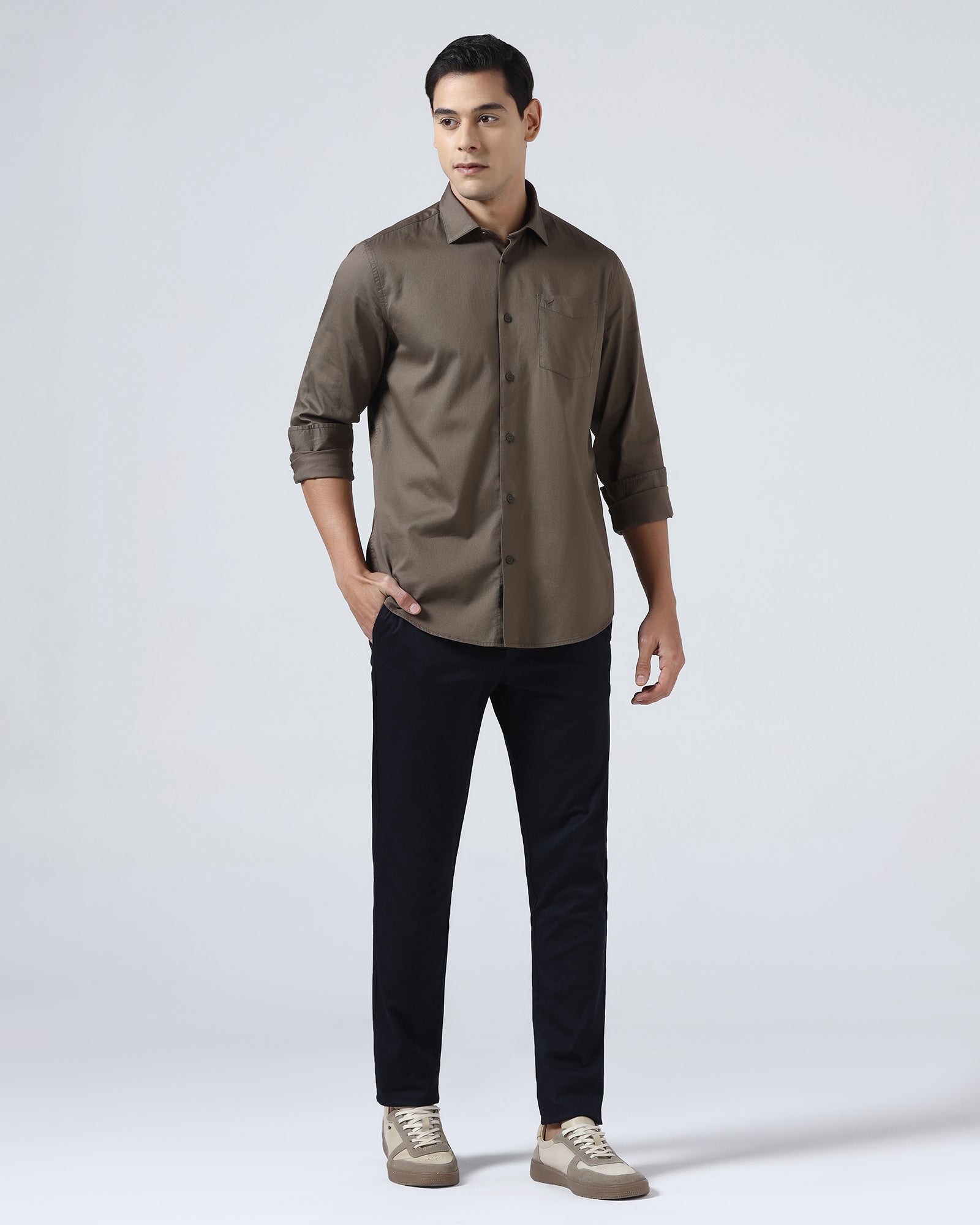Brown Textured Shirt - Nuvan