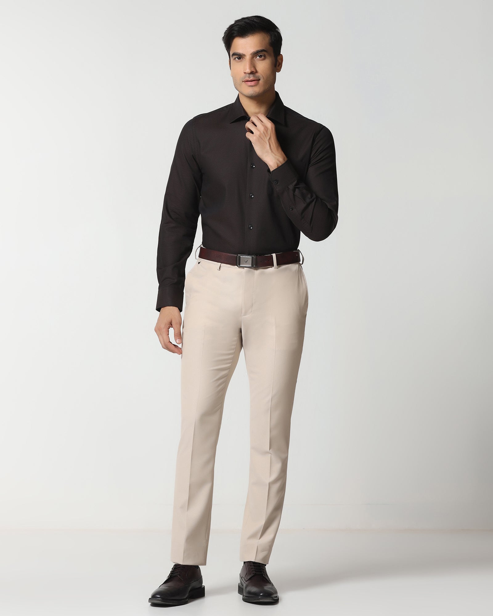 Brown Textured Shirt - Robin