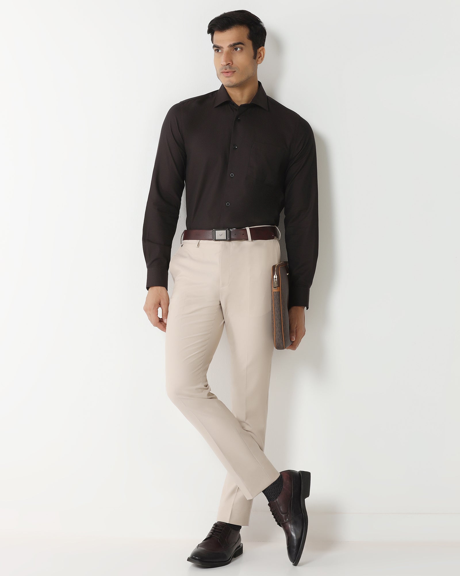 Brown Textured Shirt - Robin
