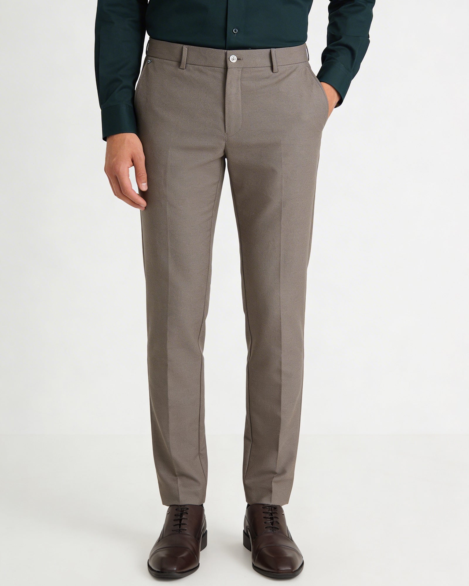 Brown Textured Trouser