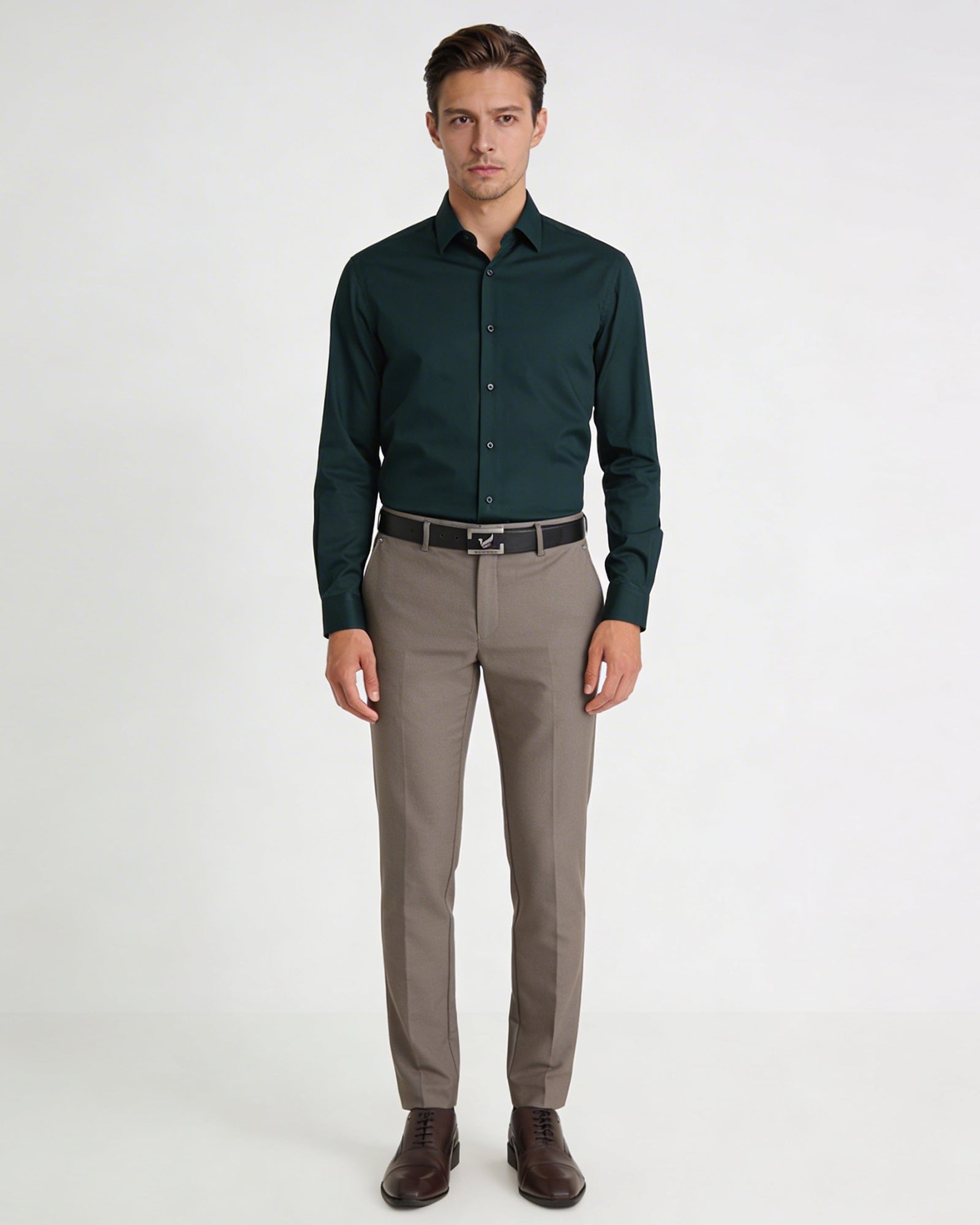 Brown Textured Trouser