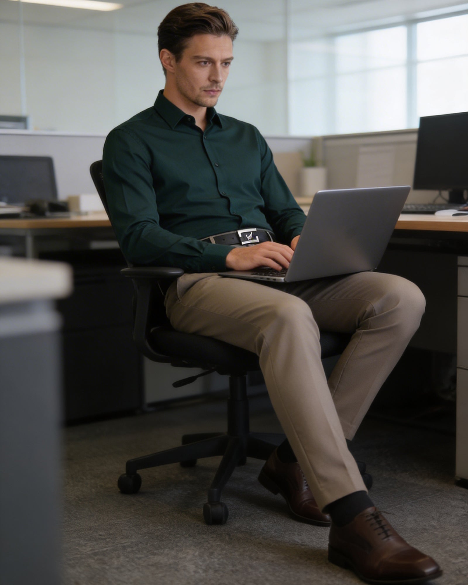 Brown Textured Trouser