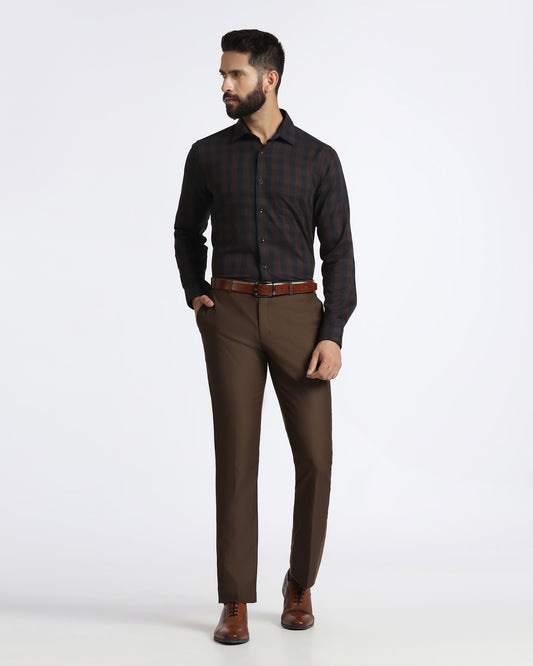 Brown Textured Trouser - Bluemoon