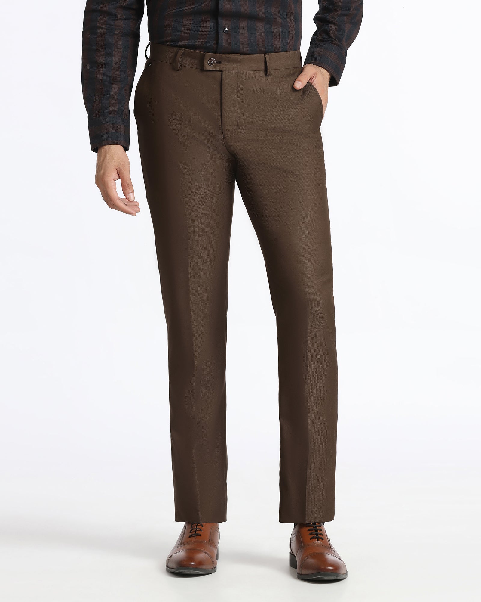 Brown Textured Trouser - Bluemoon