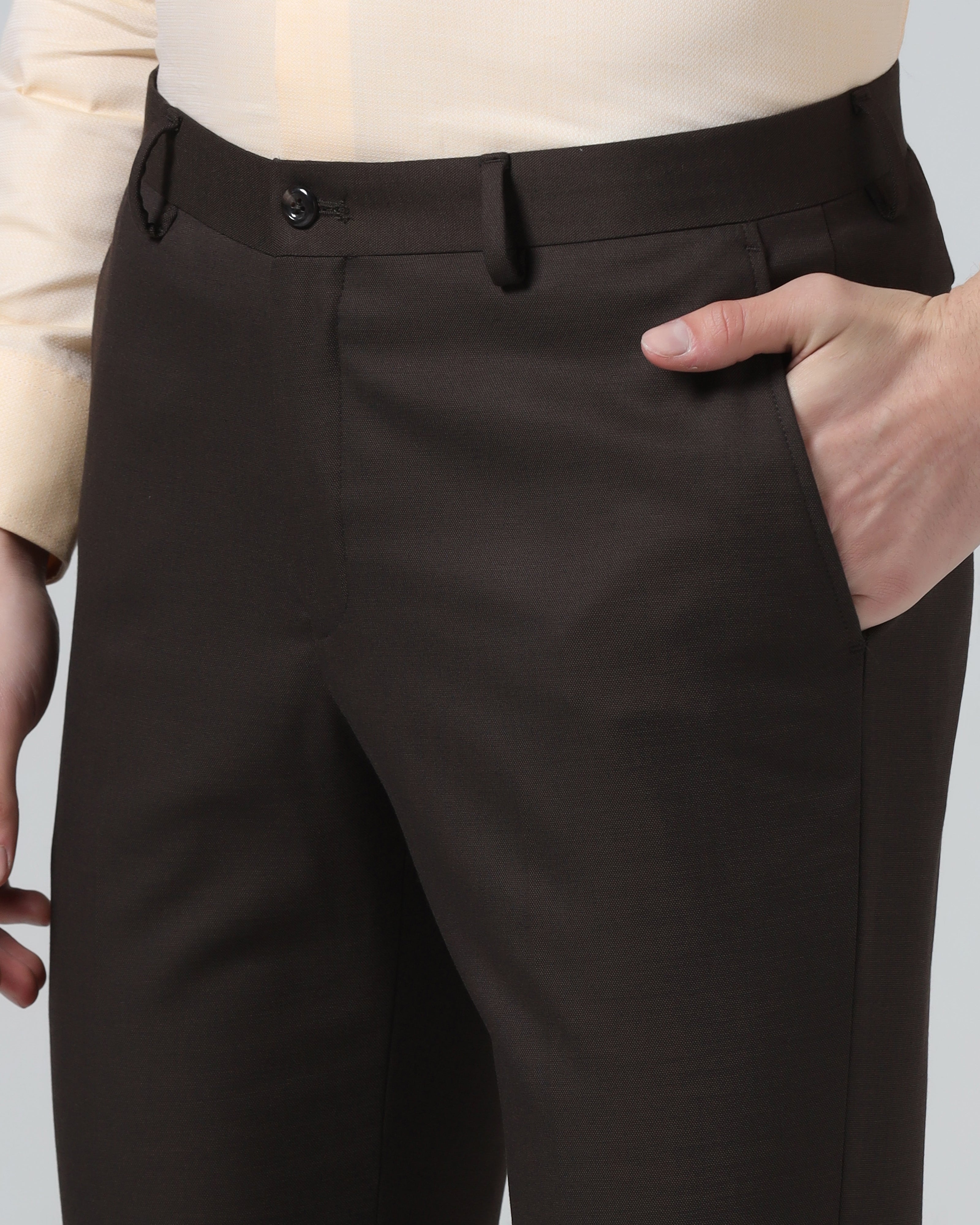 Brown Textured Trouser