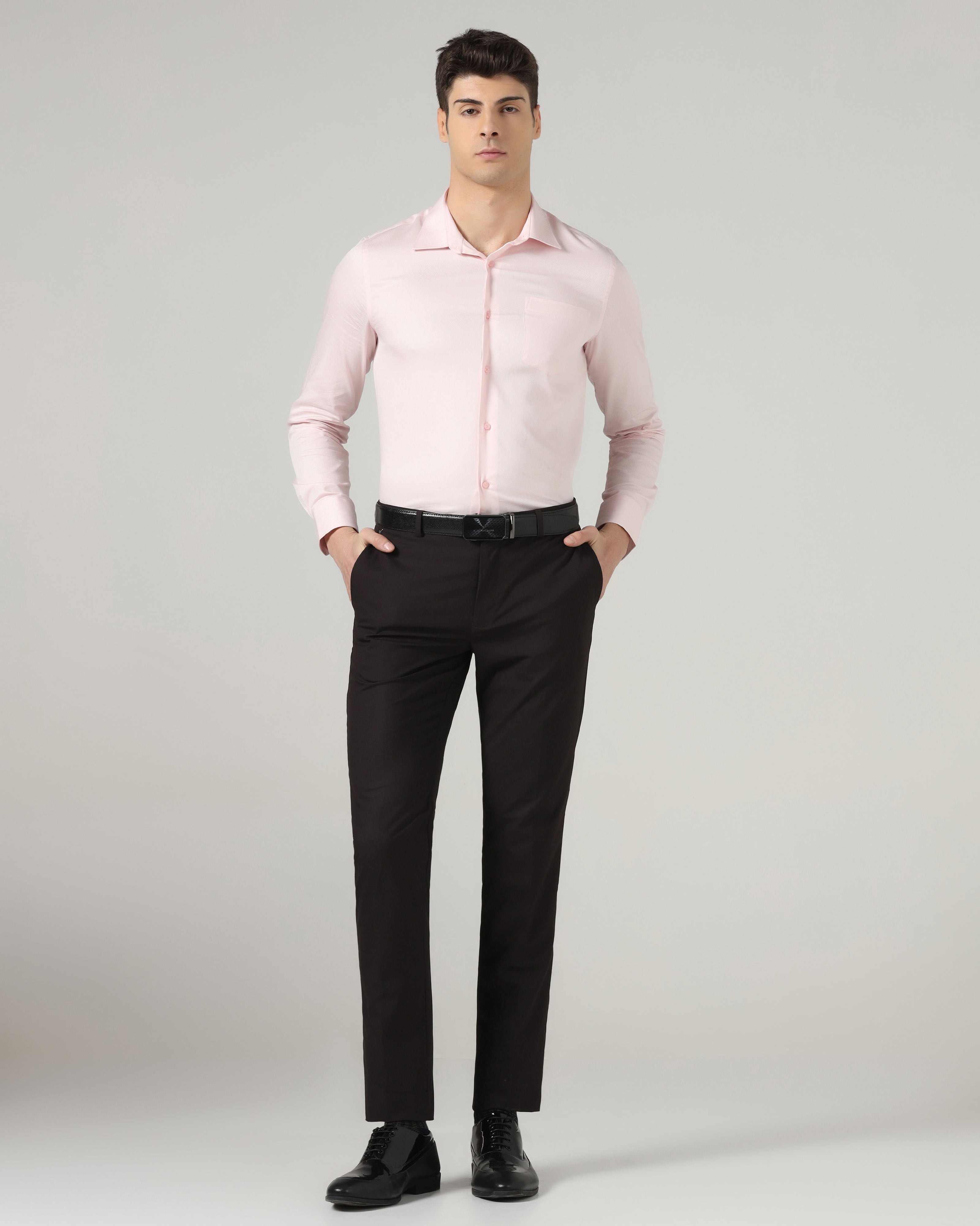 Brown Textured Trouser