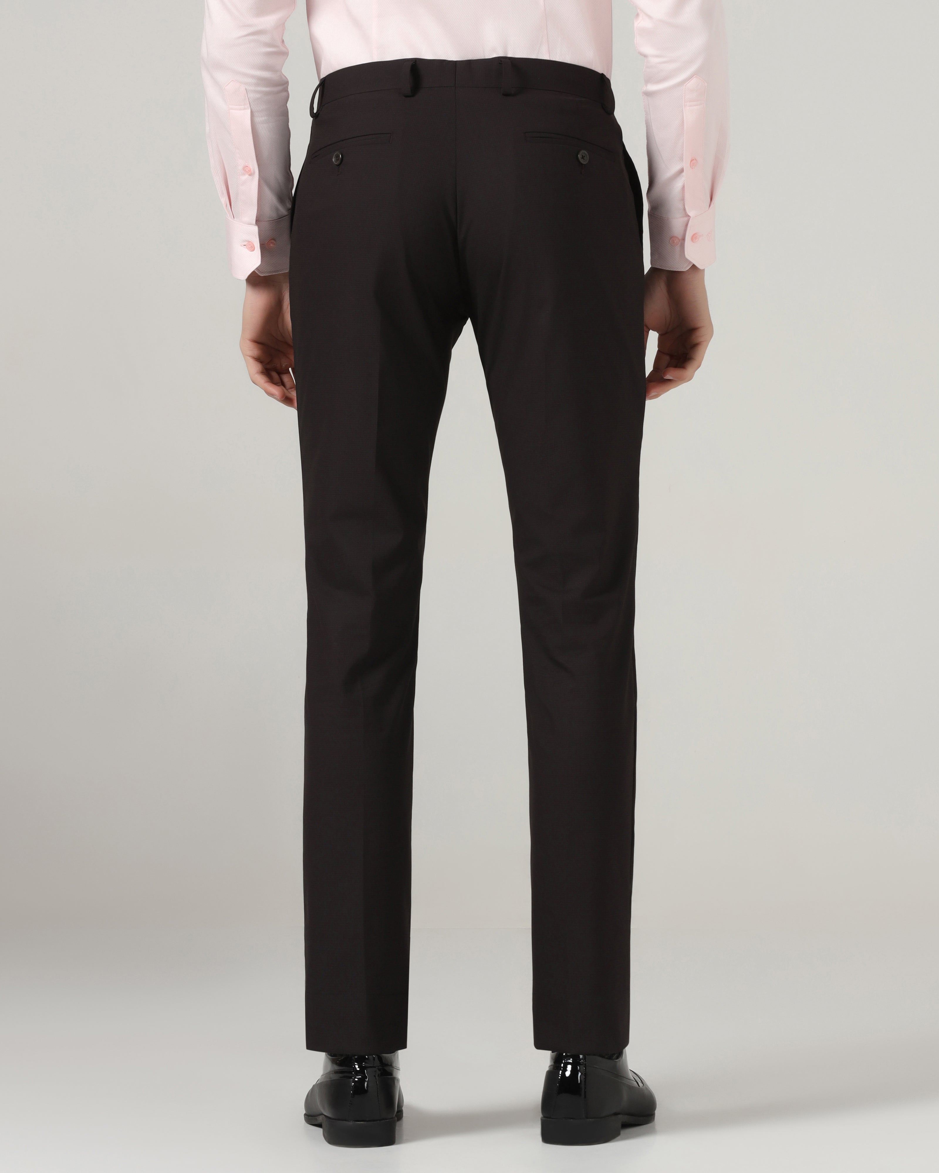 Brown Textured Trouser