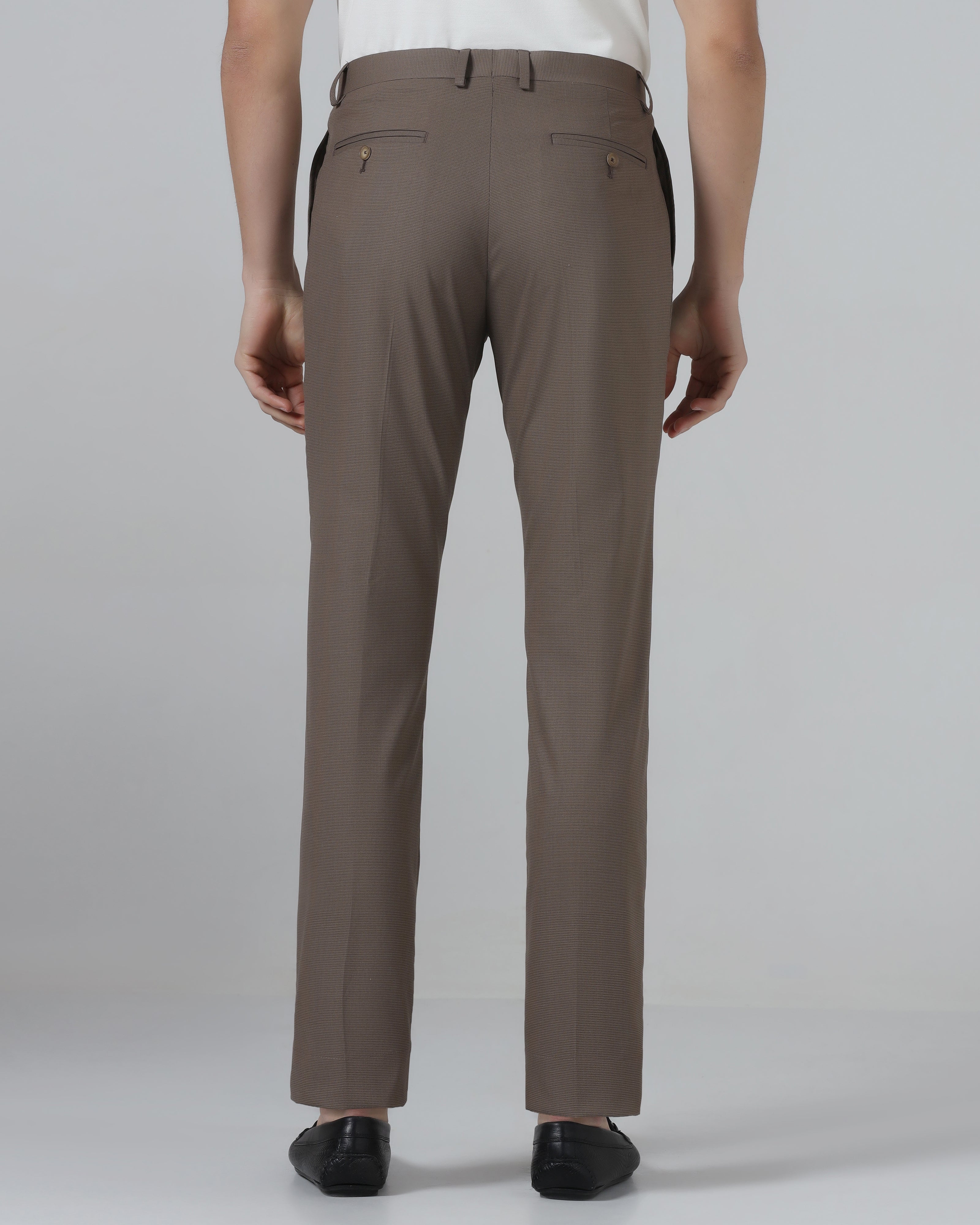 Brown Textured Trouser