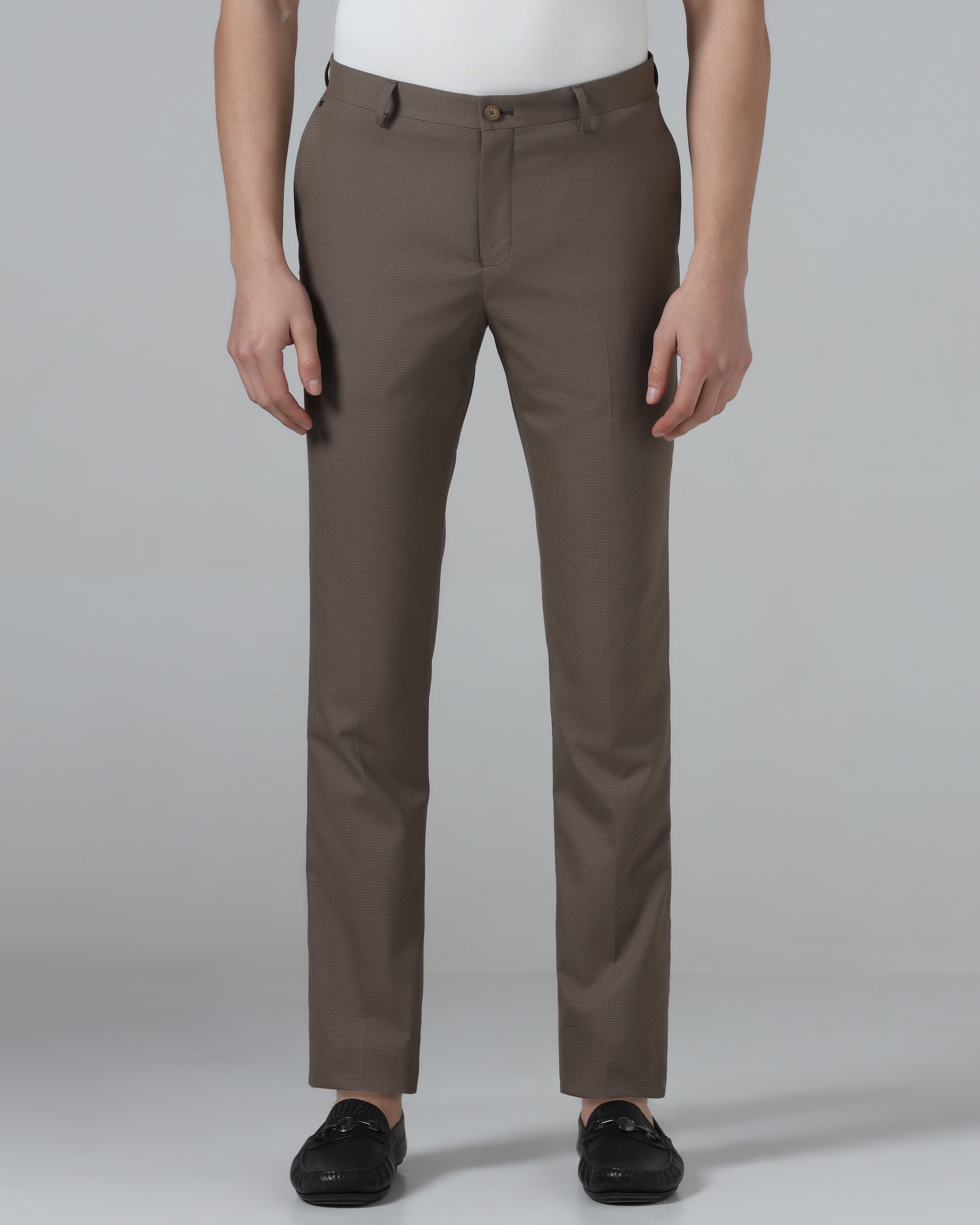 Brown Textured Trouser