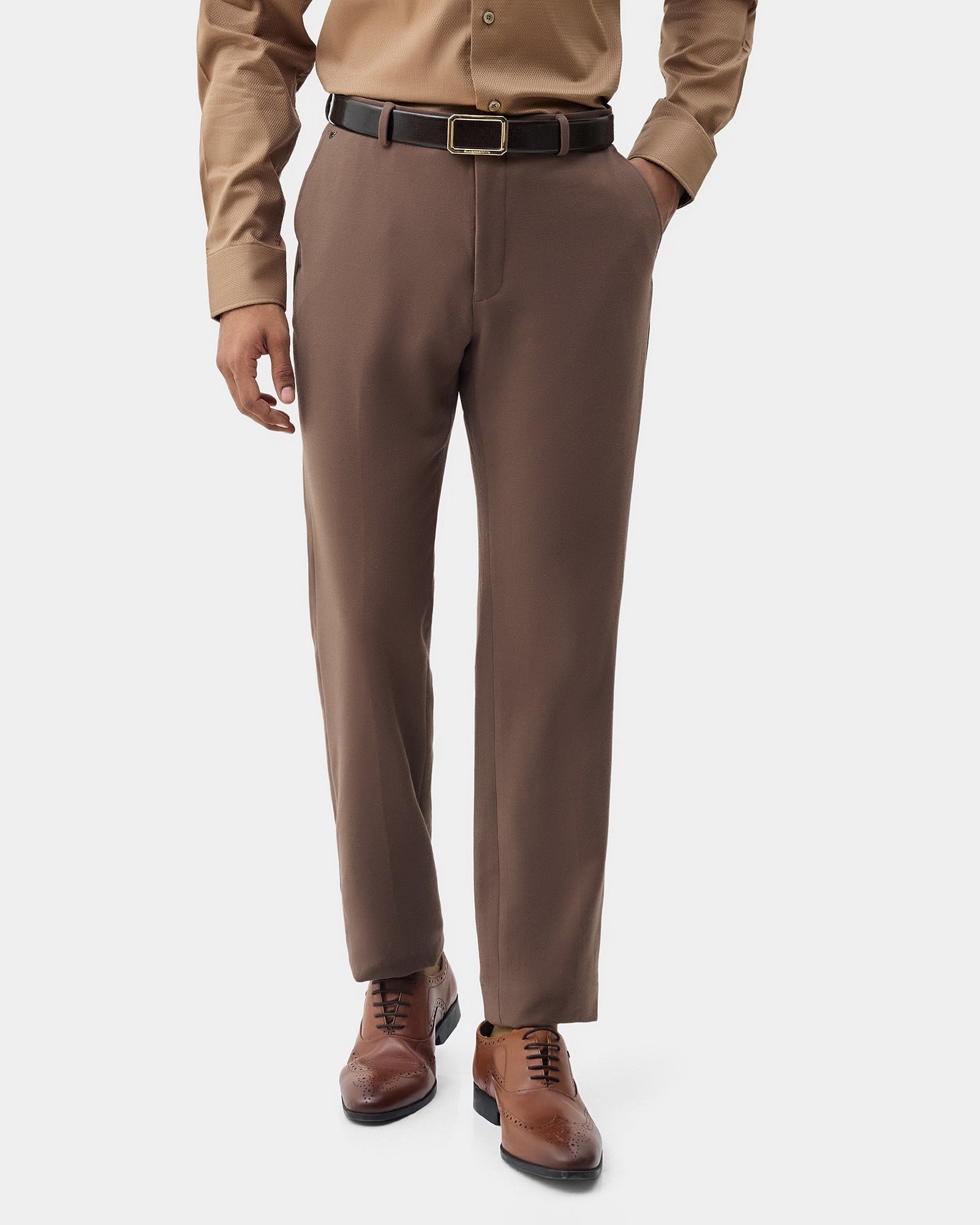 Brown Textured Trouser - Jona