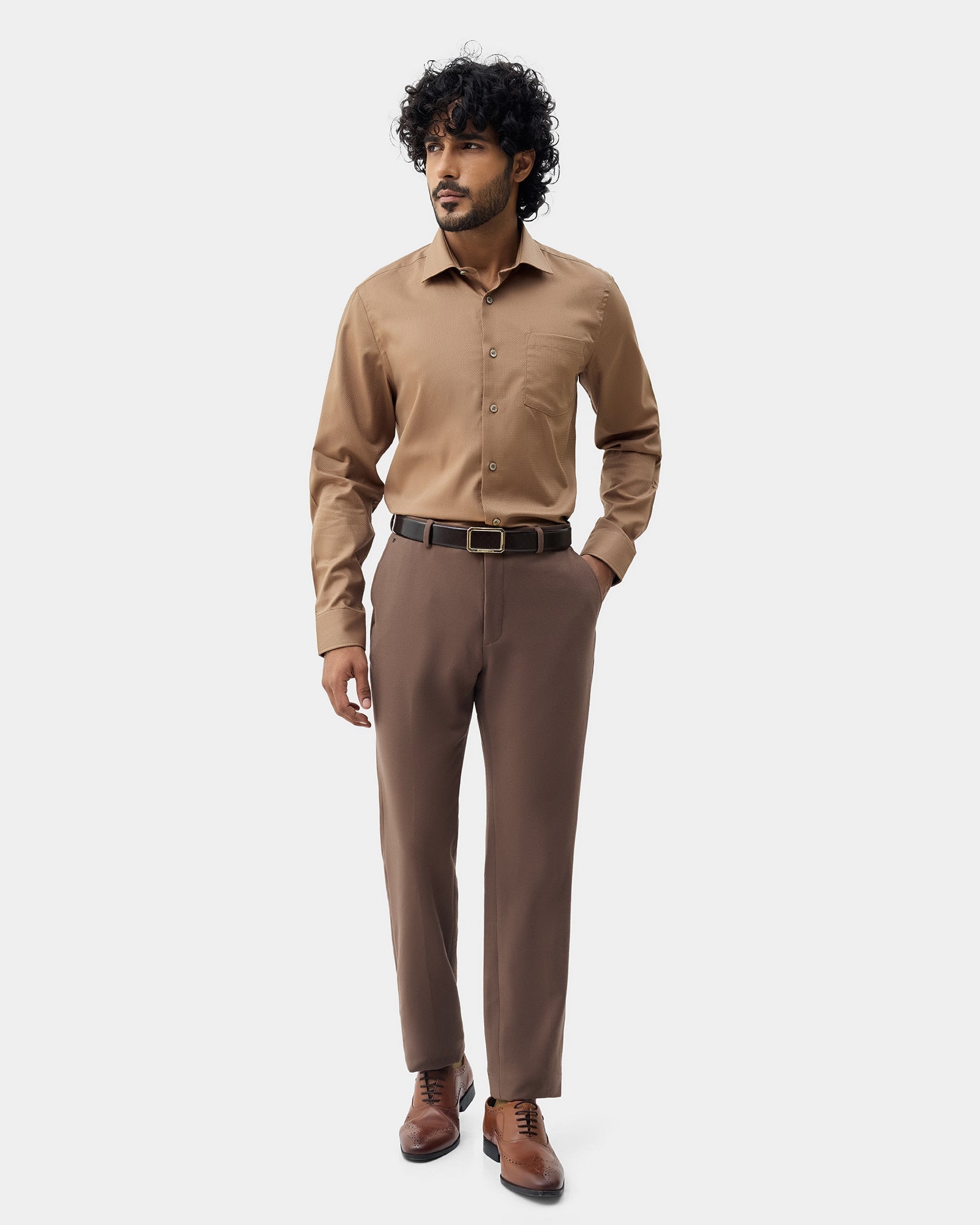 Brown Textured Trouser - Jona