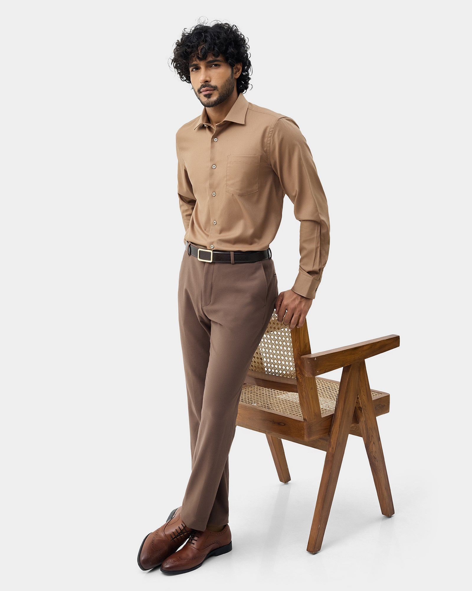 Brown Textured Trouser - Jona