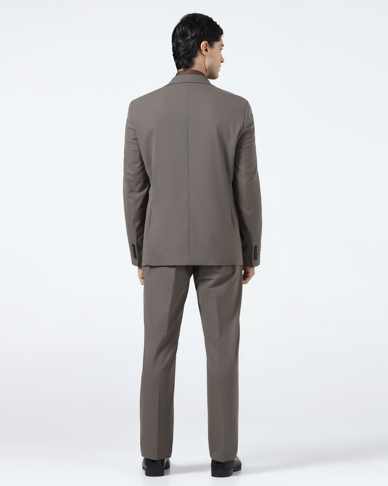 Brown Two Piece Solid Suit - Hedra