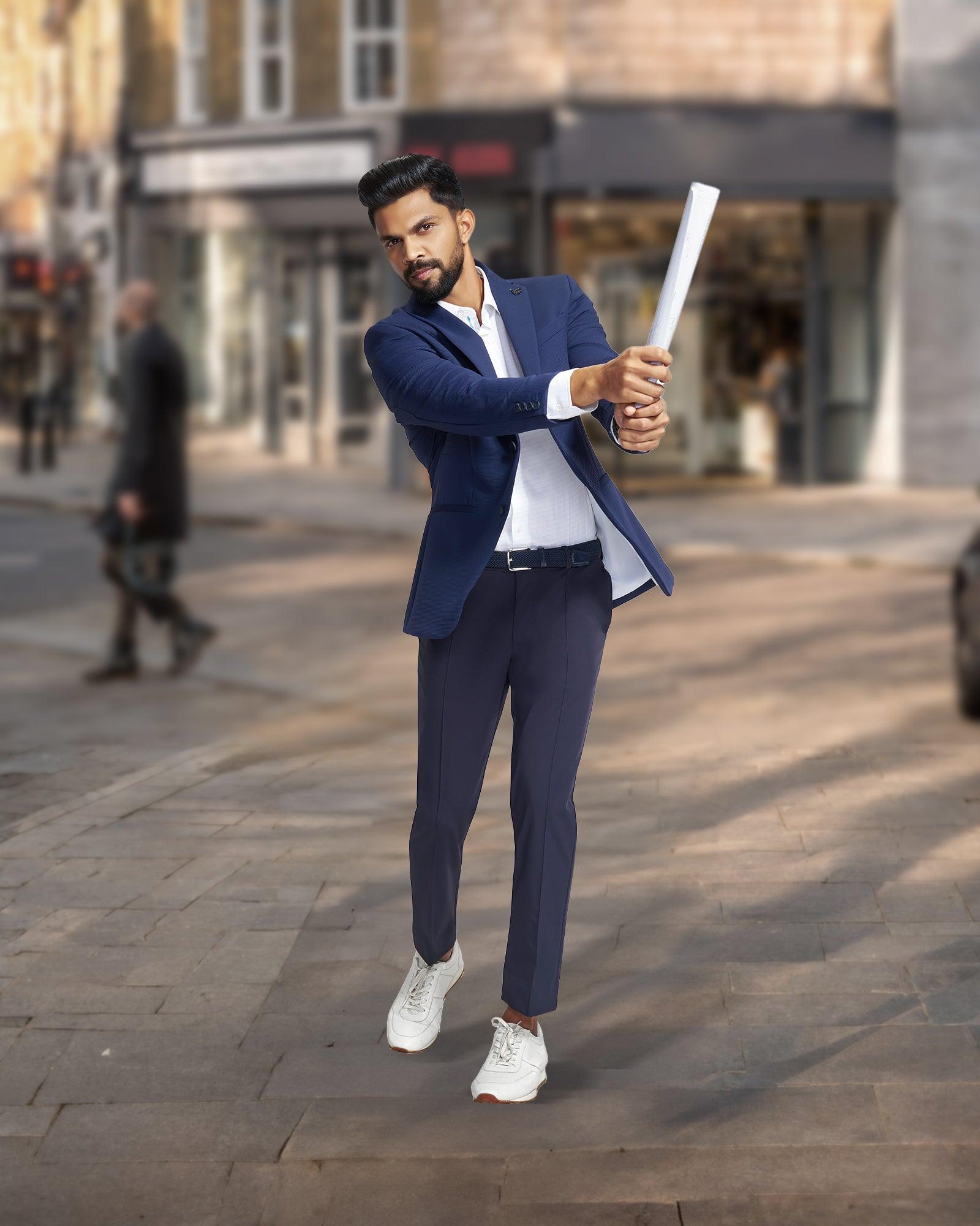 Tech Pro Formal Blue Textured Blazer Renault