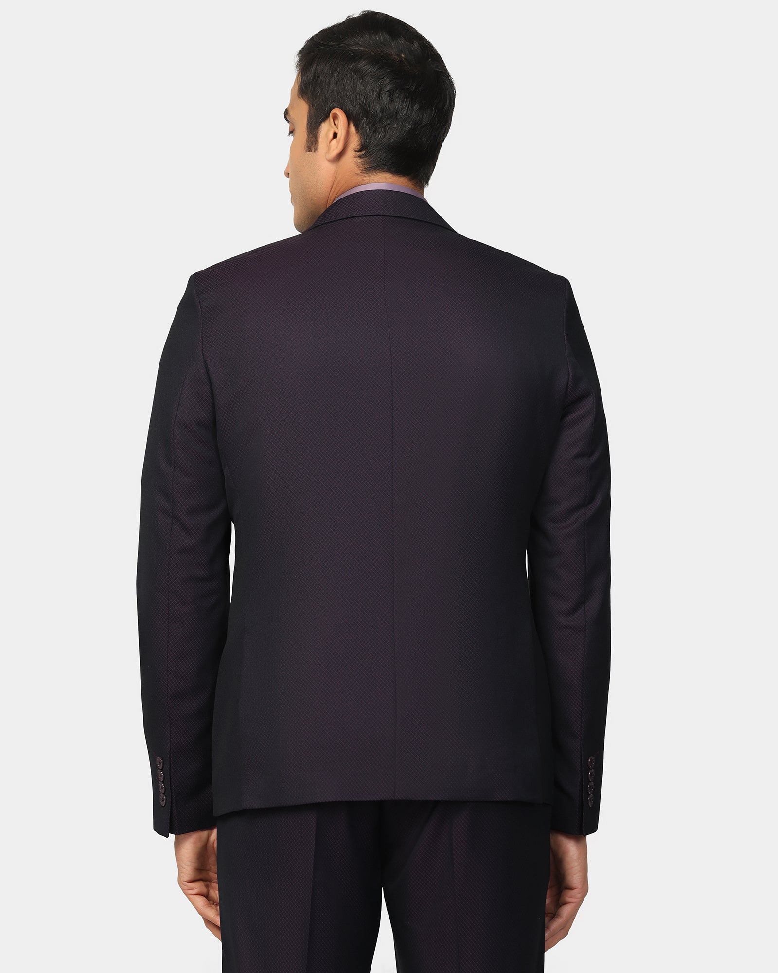 Three Piece Wine Textured Formal Suit - Banhoff