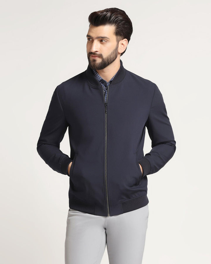 Bomber Navy Textured Zipper Jacket - Griffin